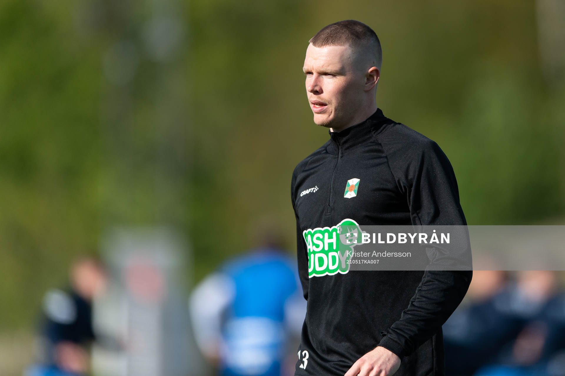 Varbergs Anton Liljenbäck före fotbollsmatchen i Allsvenskan mellan Varberg och IFK Norrköping den 17 maj 2021 i Varberg. 