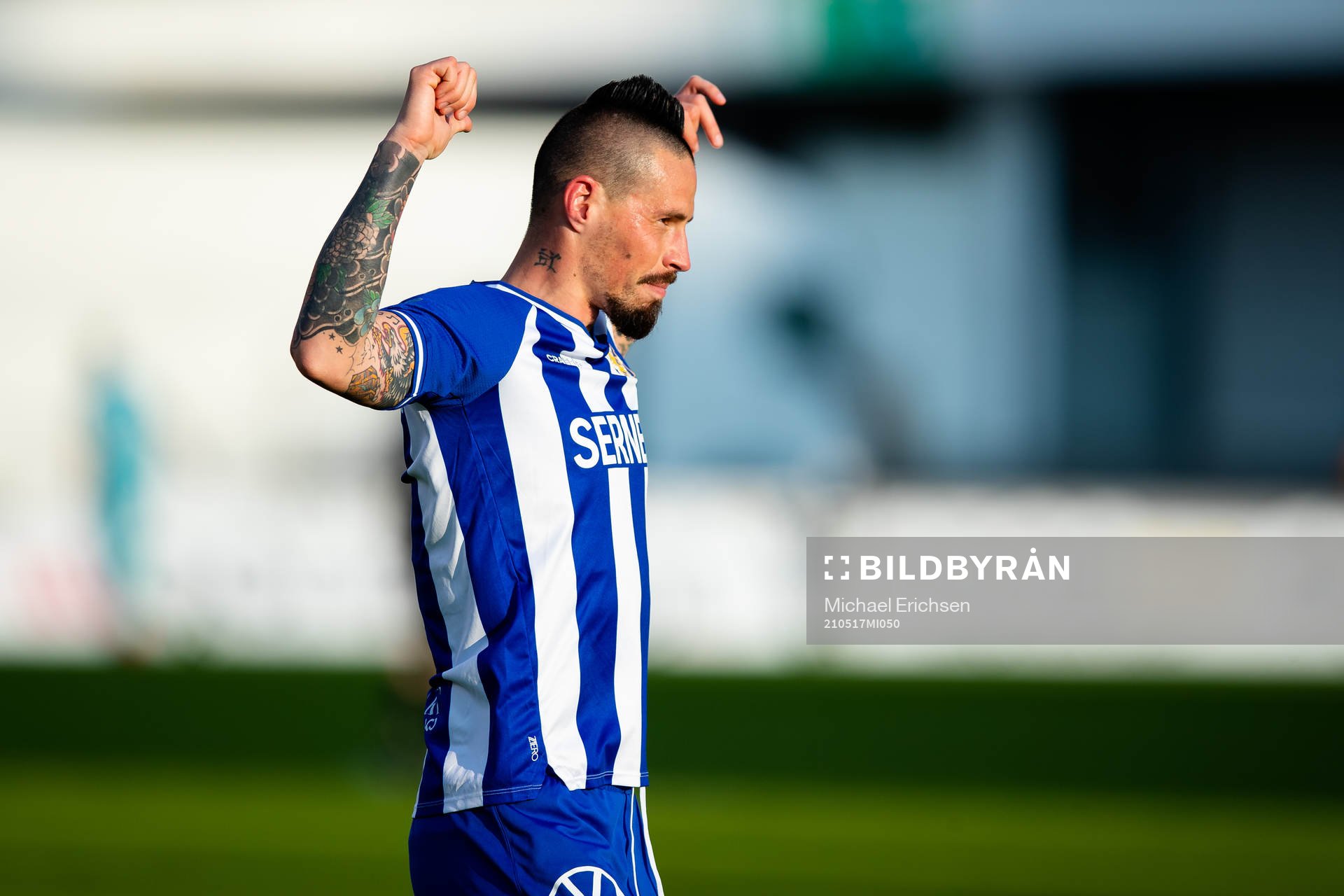IFK Göteborgs Marek Hamsik jublar efter 2-1 under fotbollsmatchen i Allsvenskan mellan IFK Göteborg och Sirius den 17 maj 2021 i Göteborg.