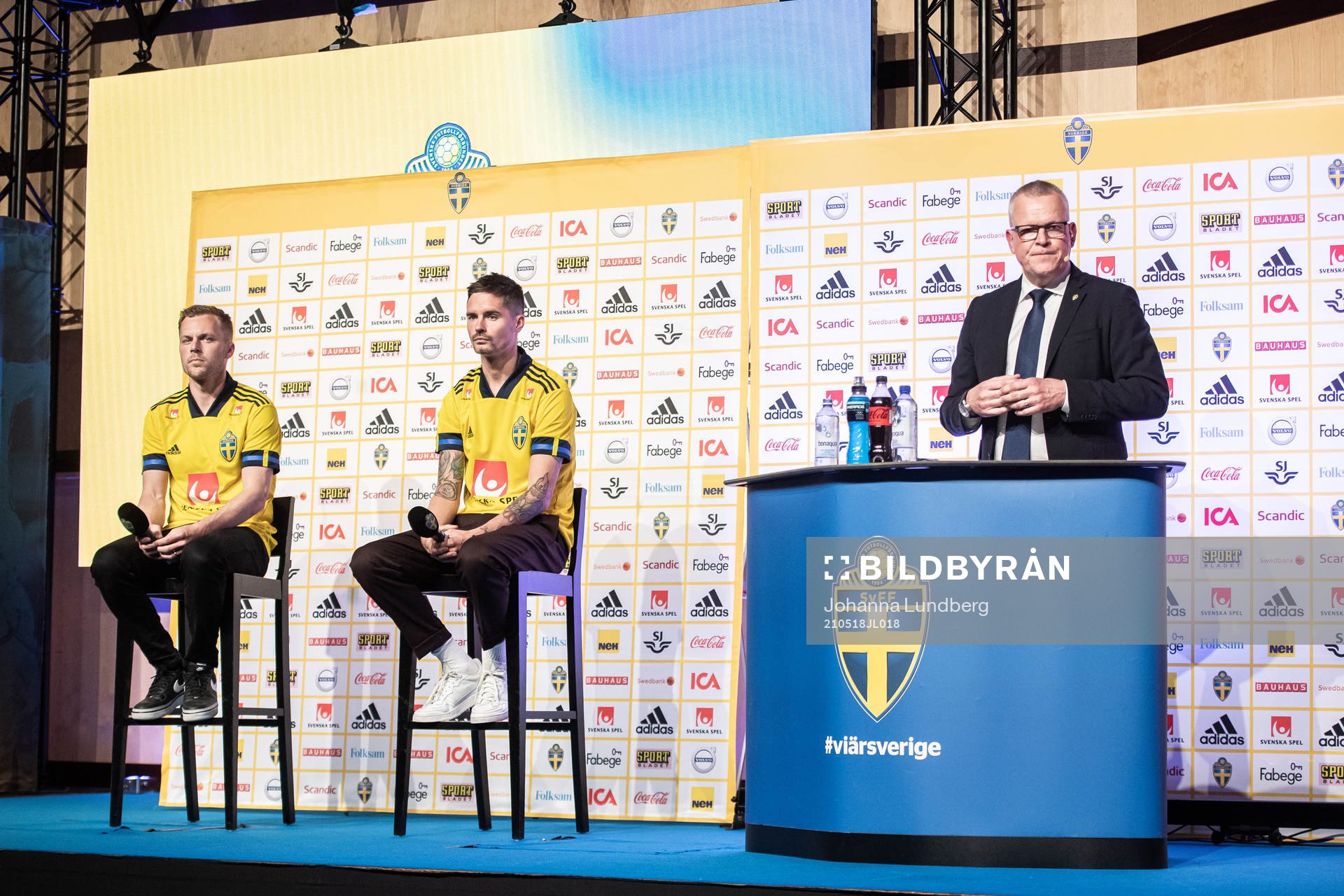 Sebastian Larsson, Mikael Lustig and head coach Janne
