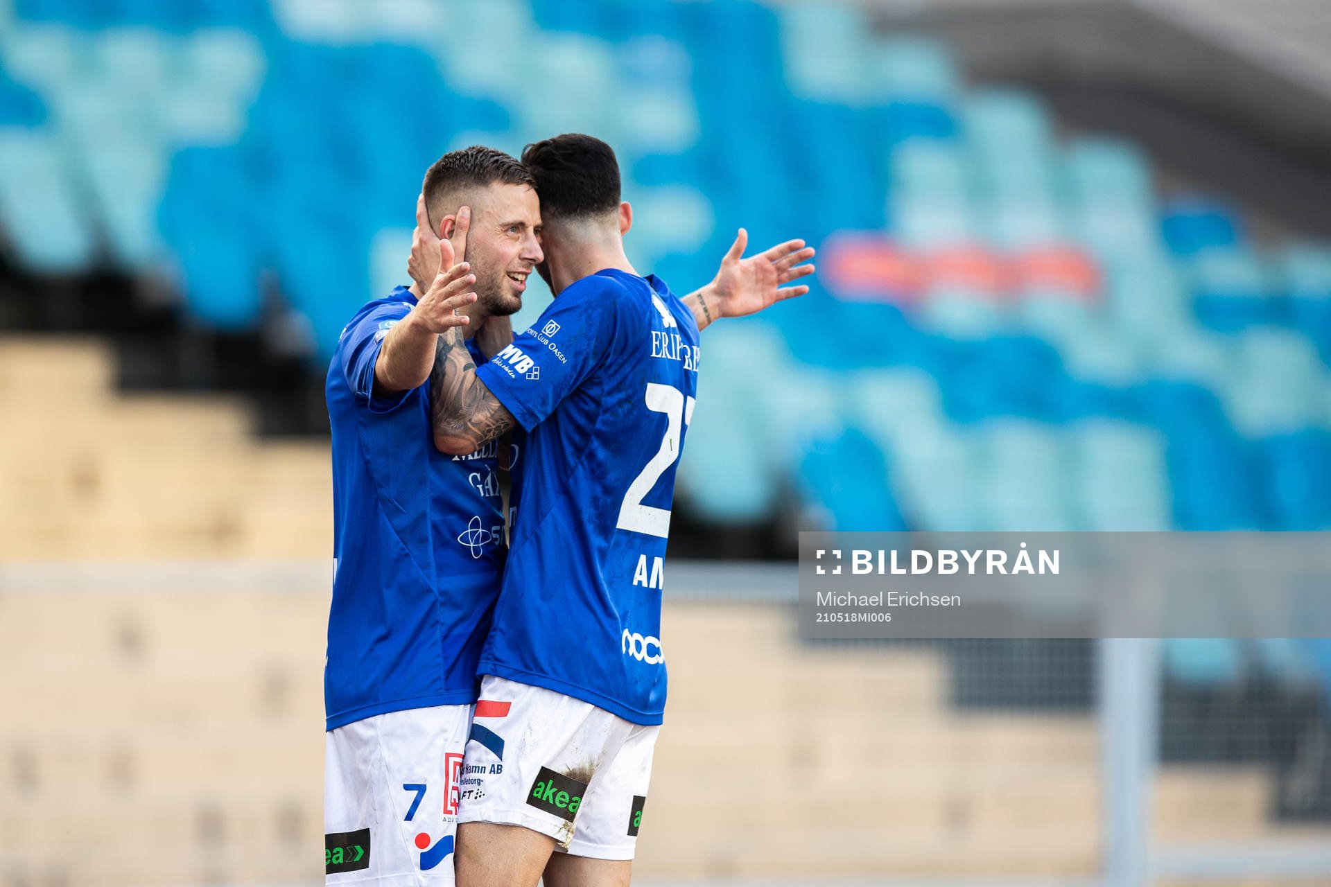 Trelleborgs Petar Petrovic jublar efter 1-3 under fotbollsmatchen i Superettan mellan GAIS och Trelleborg den 18 maj 2021 i Göteborg. 