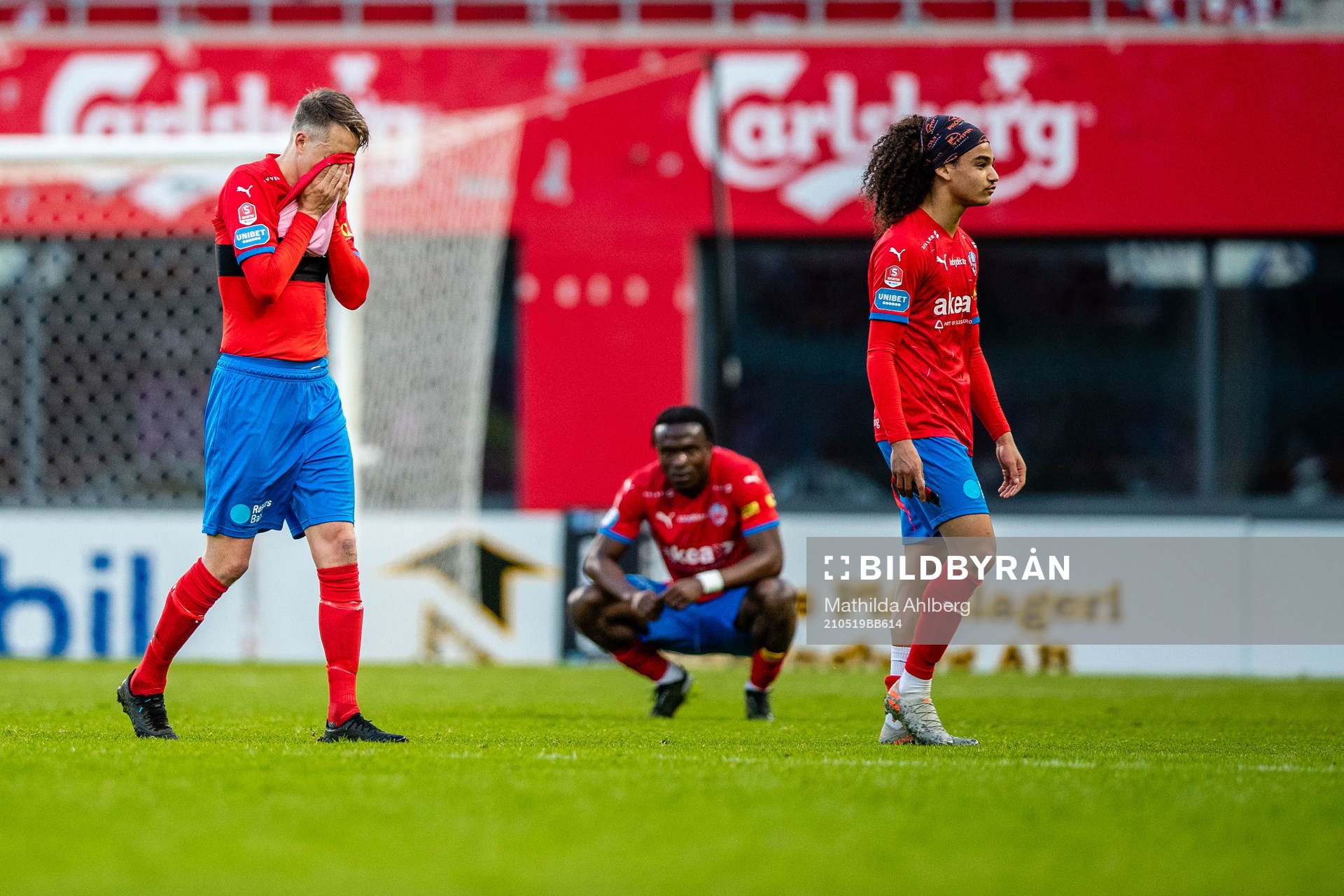 Helsingborgs Viktor Lundberg, Noel Mbo och Adam Kaied deppar