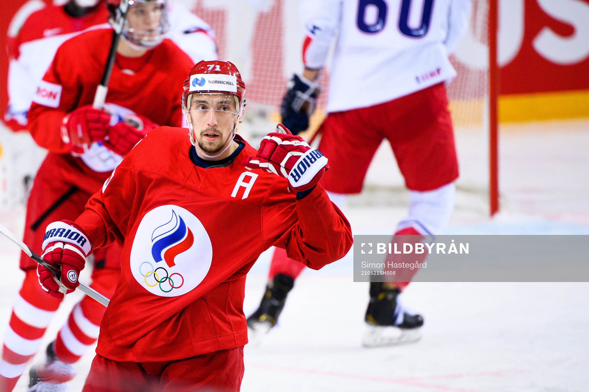 Anton Burdasov of Russia  celebrates scoring the 1-0 goal