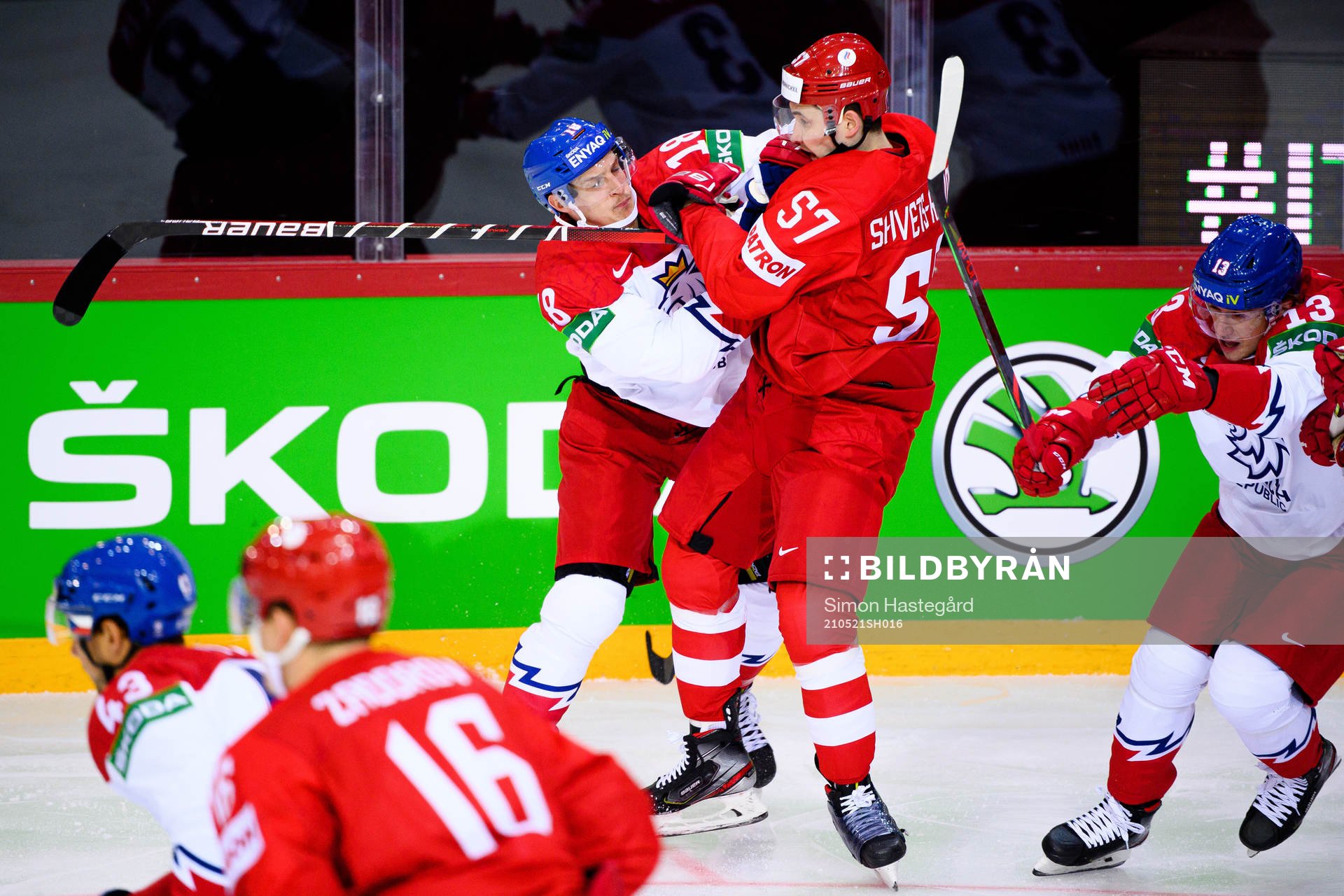 Dominik Kubalik of Czech Republic and Artyom Shvets-Rogovoi