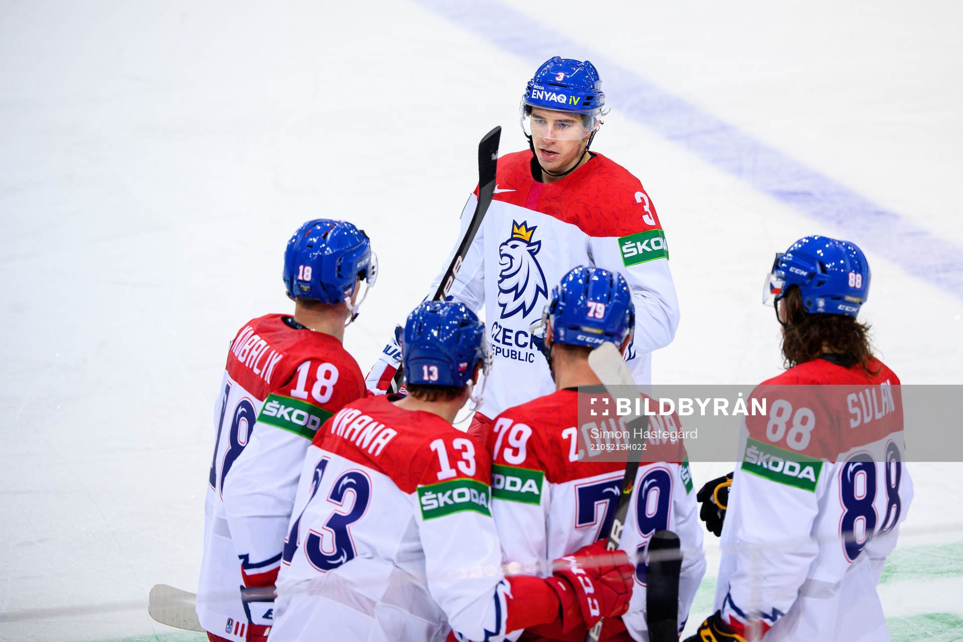 Libor Hajek and Jakub Vrana of Czech Republic celebrate the