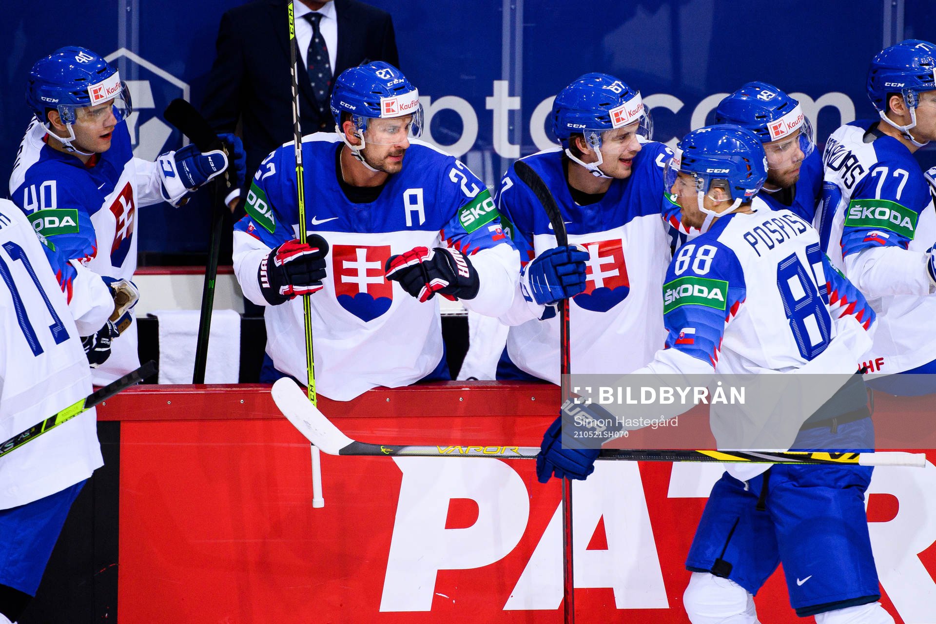 Marek Hrivik of Slovakia celebrates the 1-0 goal by