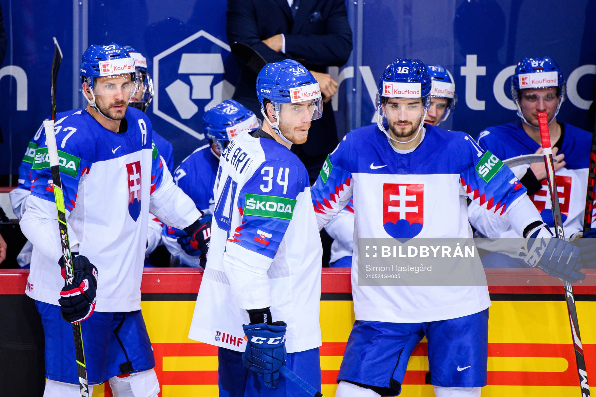 Marek Hrivik , Peter Cehlarik and Robert Lantosi of Slovakia