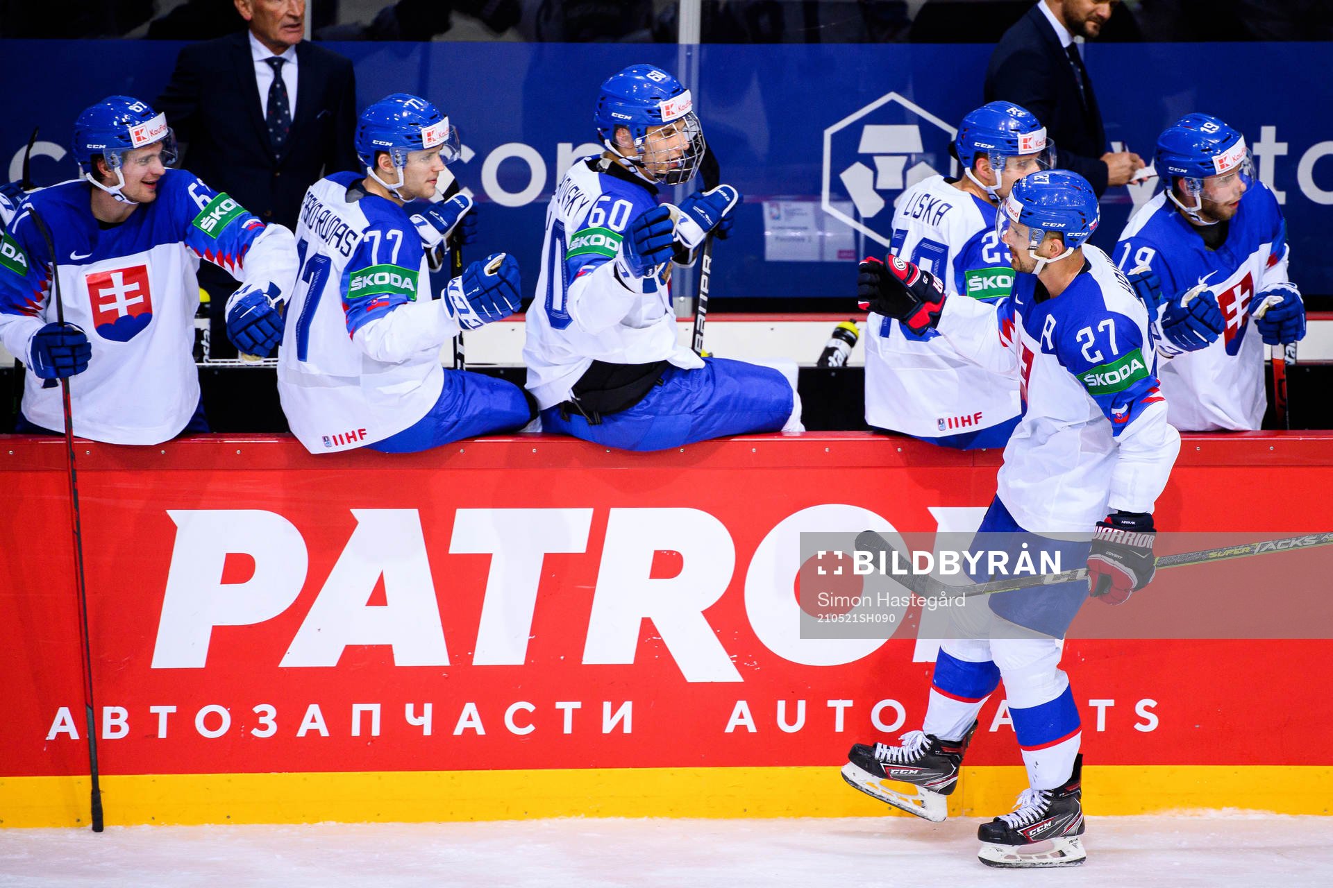 Marek Hrivik of Slovakia celebrates the 0-4 goal