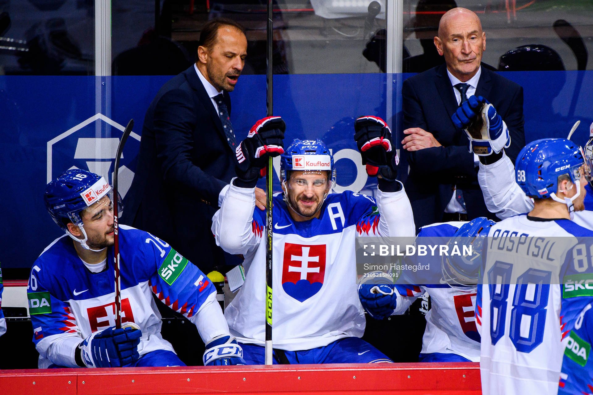 Marek Hrivik of Slovakia celebrates the 0-4 goal