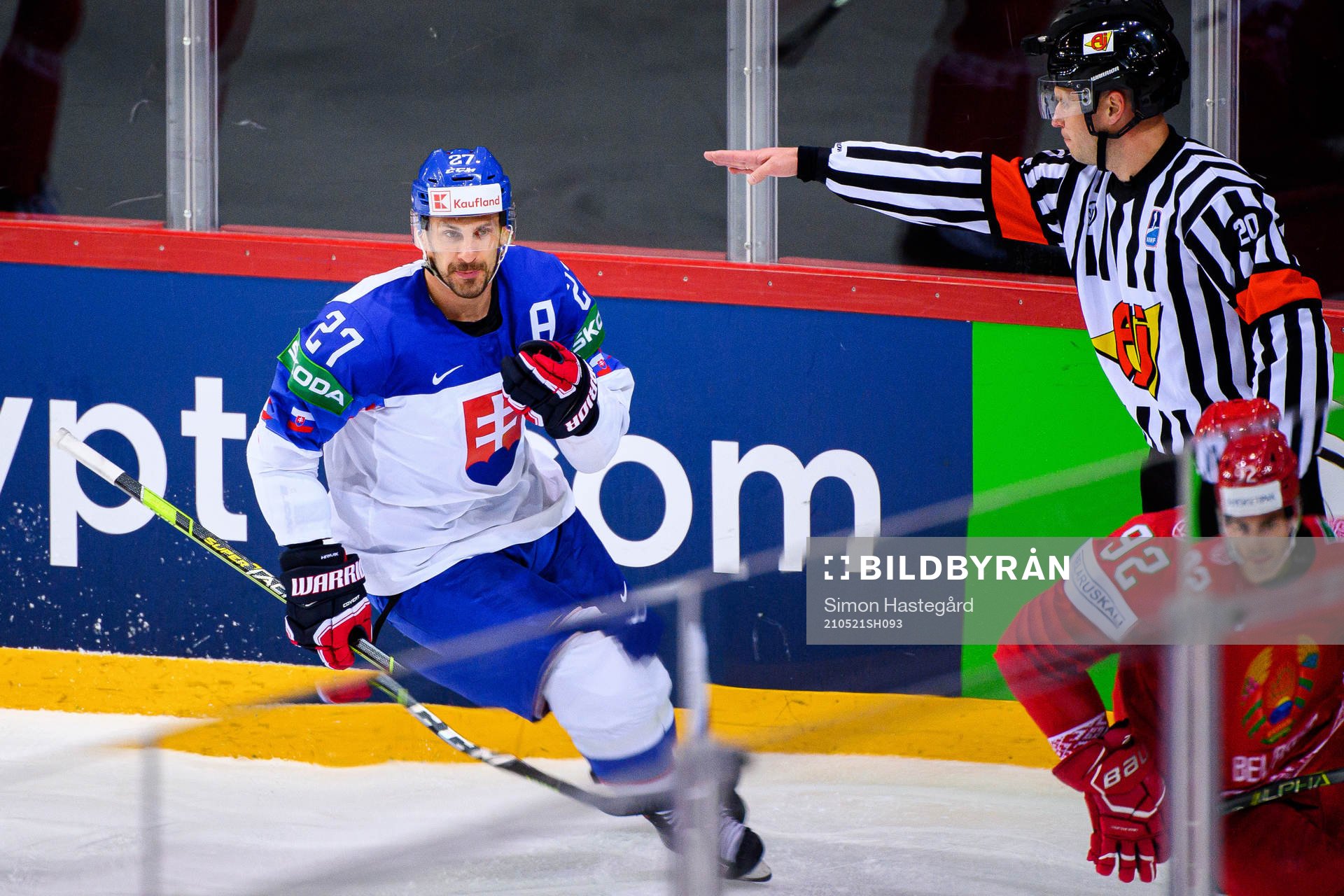 Marek Hrivik of Slovakia celebrates the 0-4 goal