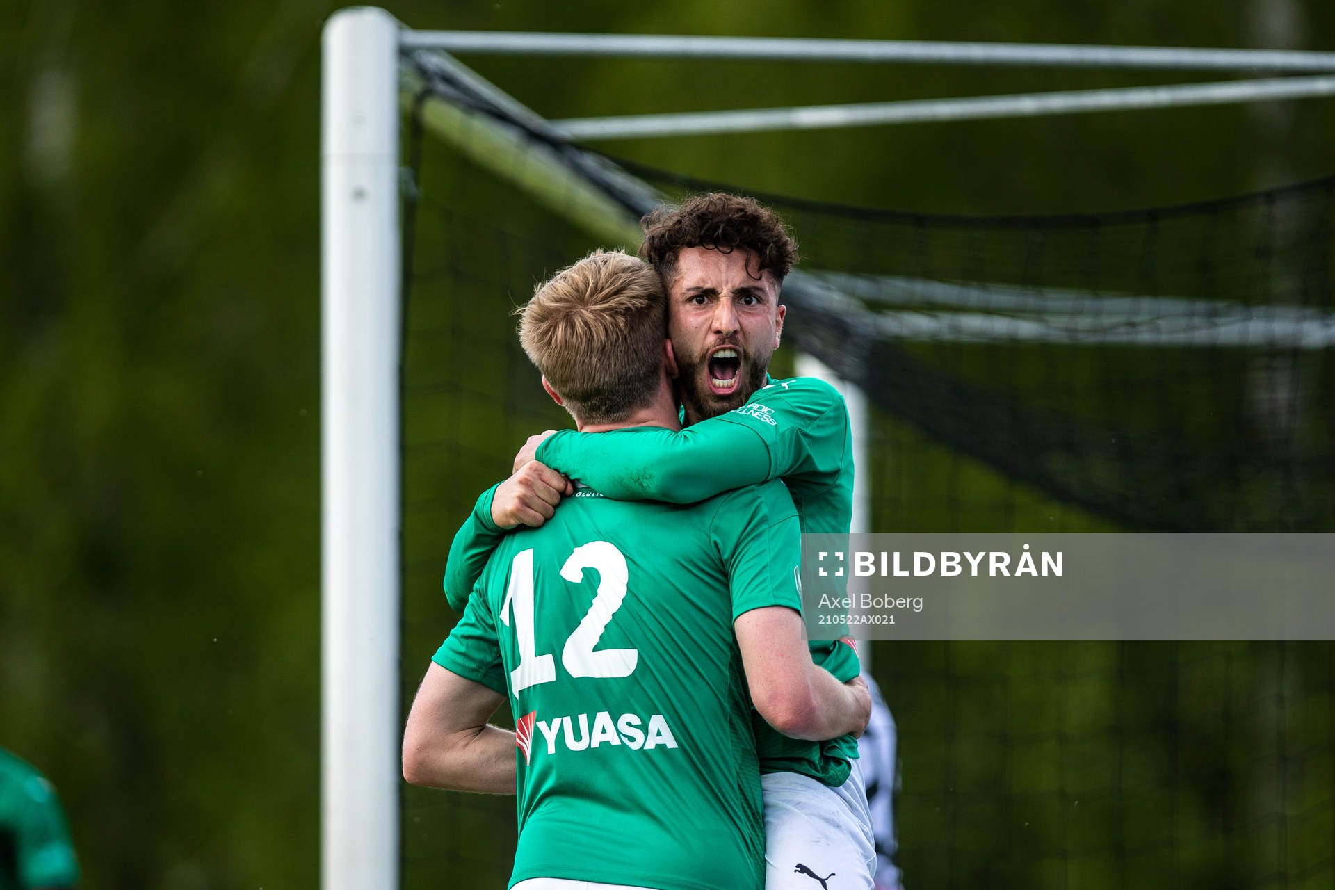 Jönköpings Moustafa Zeidan jublar efter 3-1 under fotbollsmatchen i Superettan mellan Jönköpings Södra och Landskrona den 22 maj 2021 i Huskvarna. 