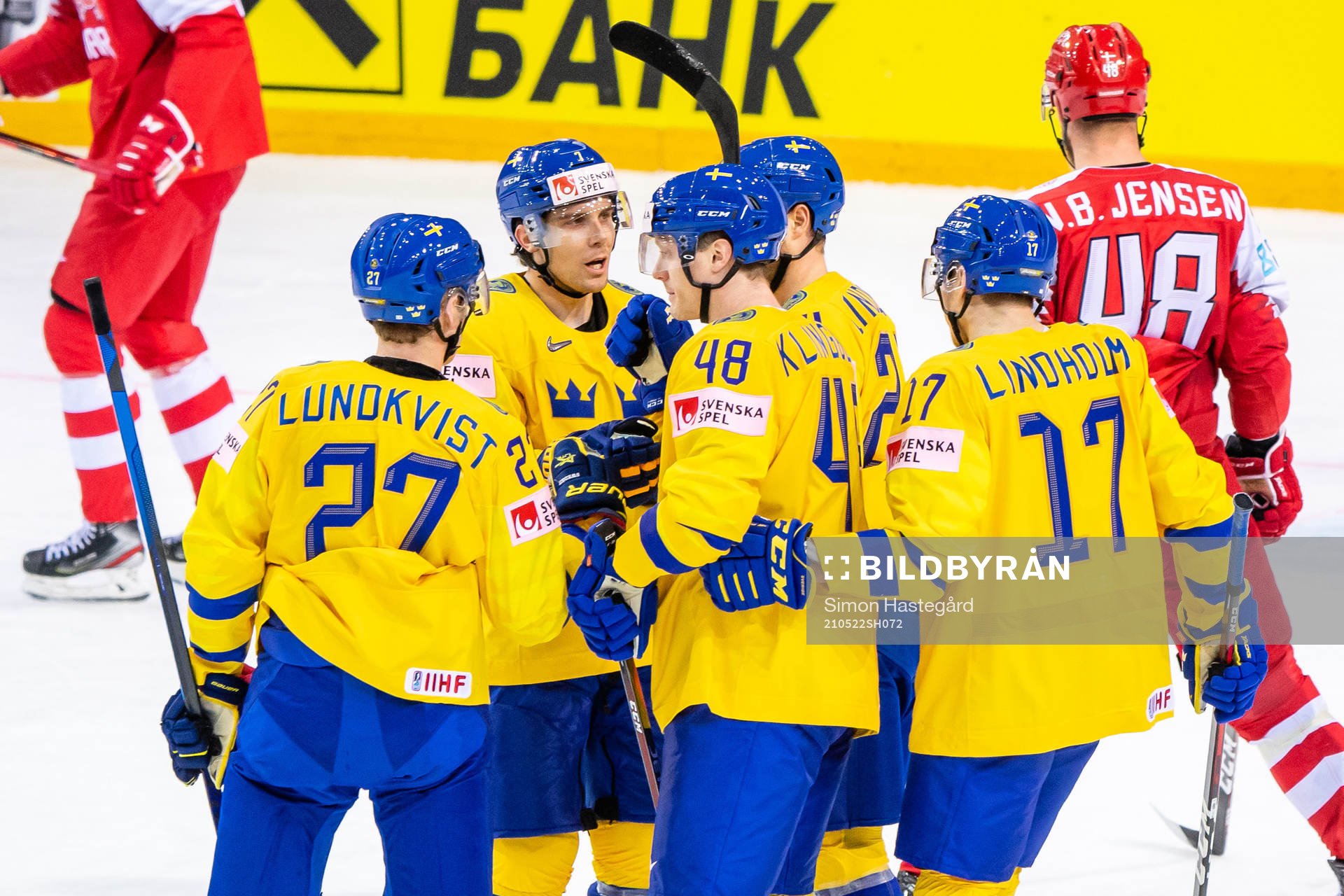 Carl Klingberg of Sweden celebrates with teammates
