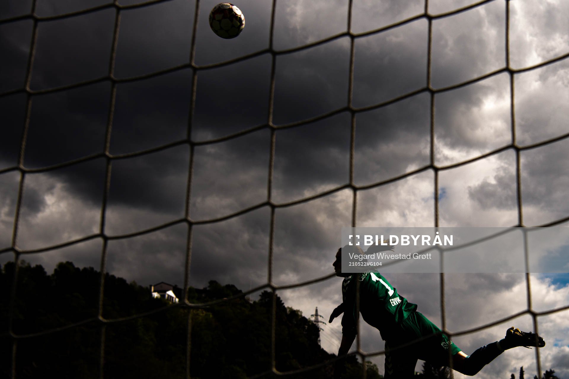 Goalkeeper Siri Ervik of Kolbotn with a save during the Toppserien football match between Sandviken and Kolbotn on May 22, 2021 in Bergen.