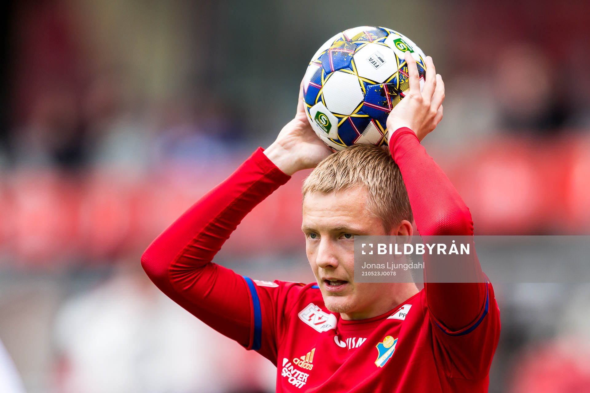 Östers Billy Nordström under fotbollsmatchen i Superettan mellan Öster och Brage den 23 maj 2021 i Växjö. 