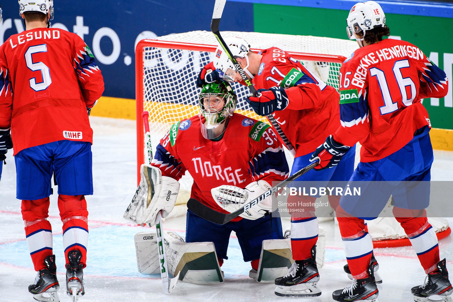Goalkeeper Henrik Haukeland and Stefan Espeland of Norway