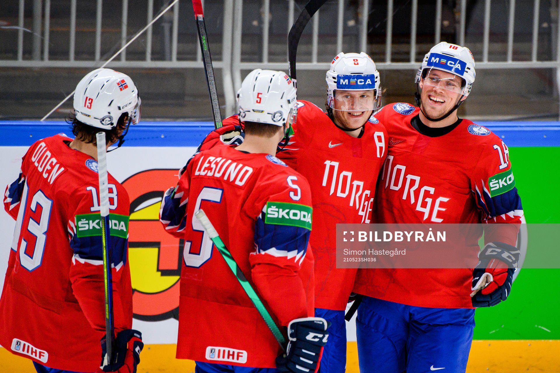 Mathias Trettenes of Norway celebrate the 4-0 goal with