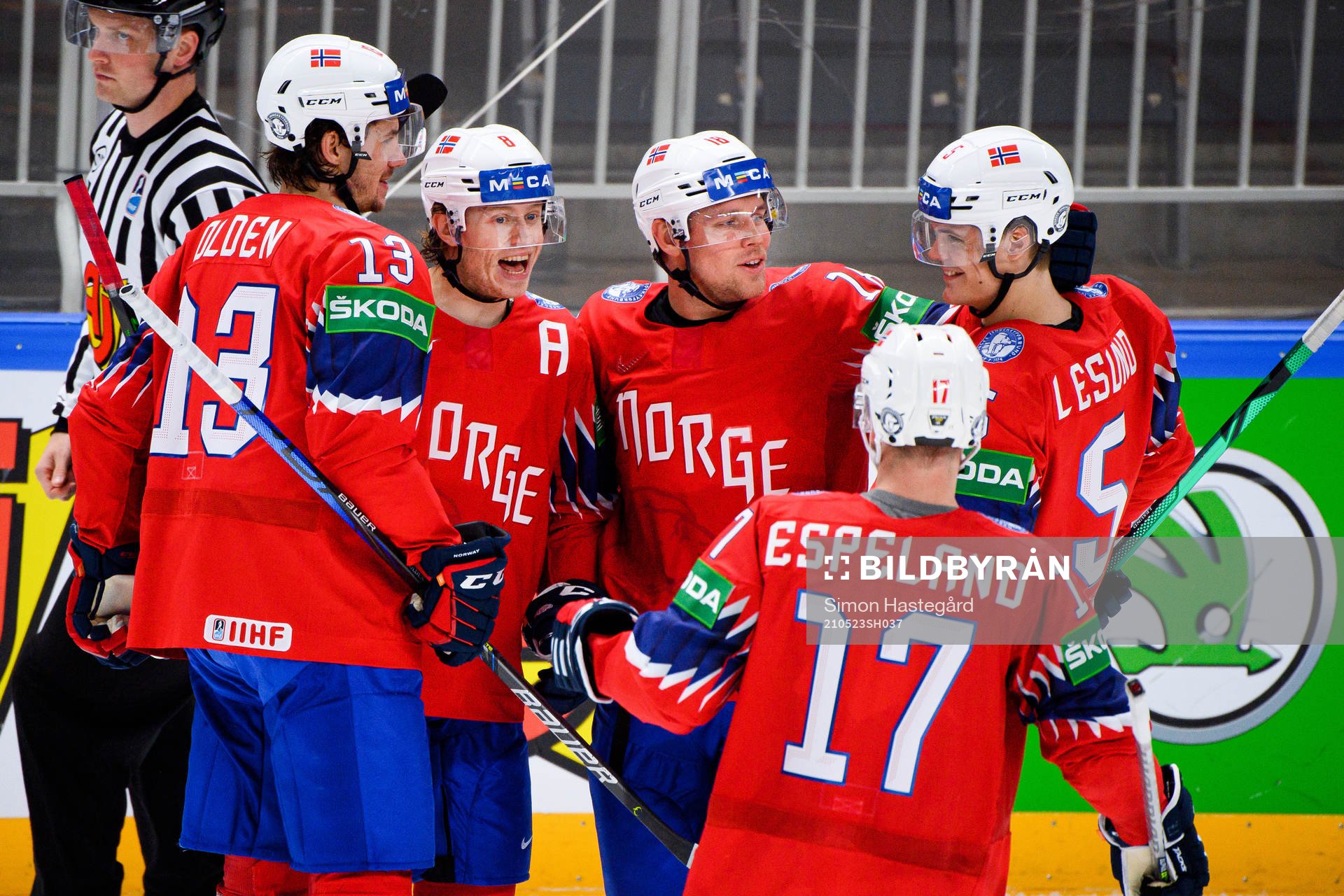 Mathias Trettenes of Norway celebrate the 4-0 goal with
