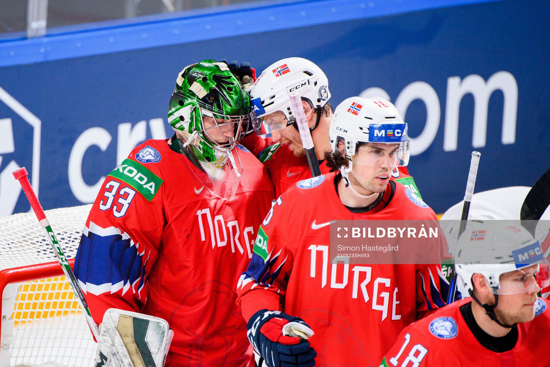 Goalkeeper Henrik Haukeland of Norway celebrates