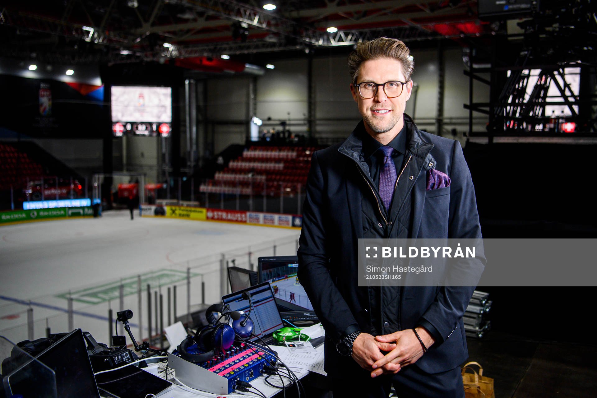 Jonas Andersson of Swedish broadcaster SVT pose for a