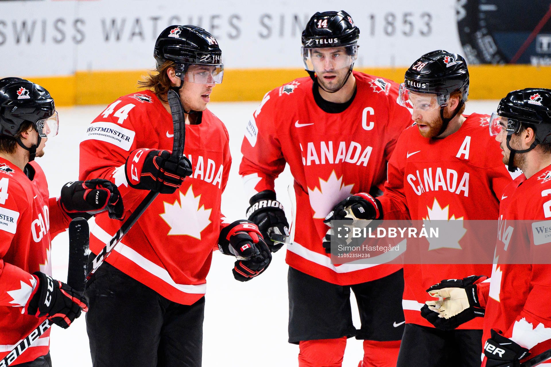 Maxime Comtois of Canada celebrates the 1-4 goal