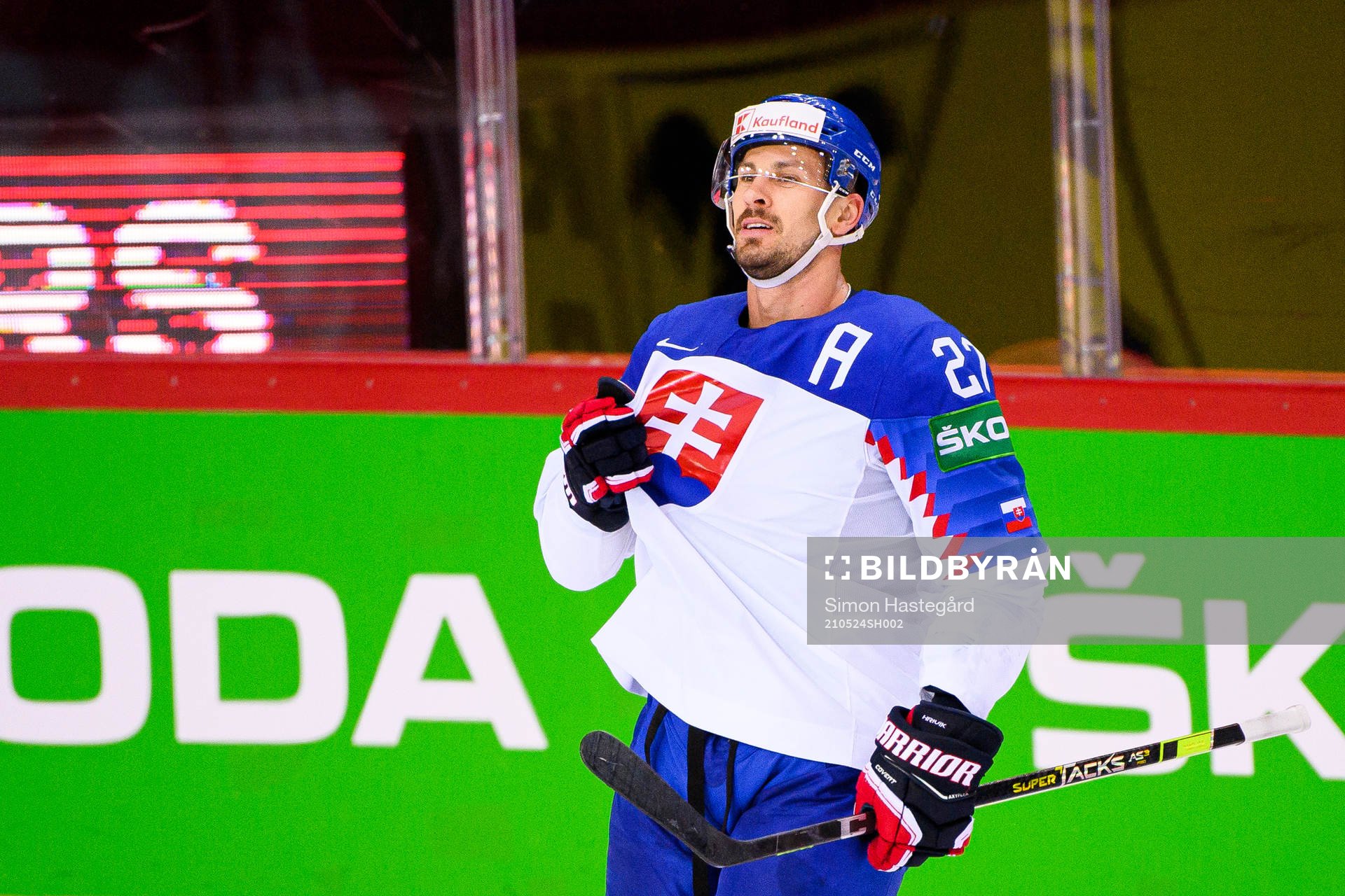 Marek Hrivik of Slovakia celebrates the 3-1 goal