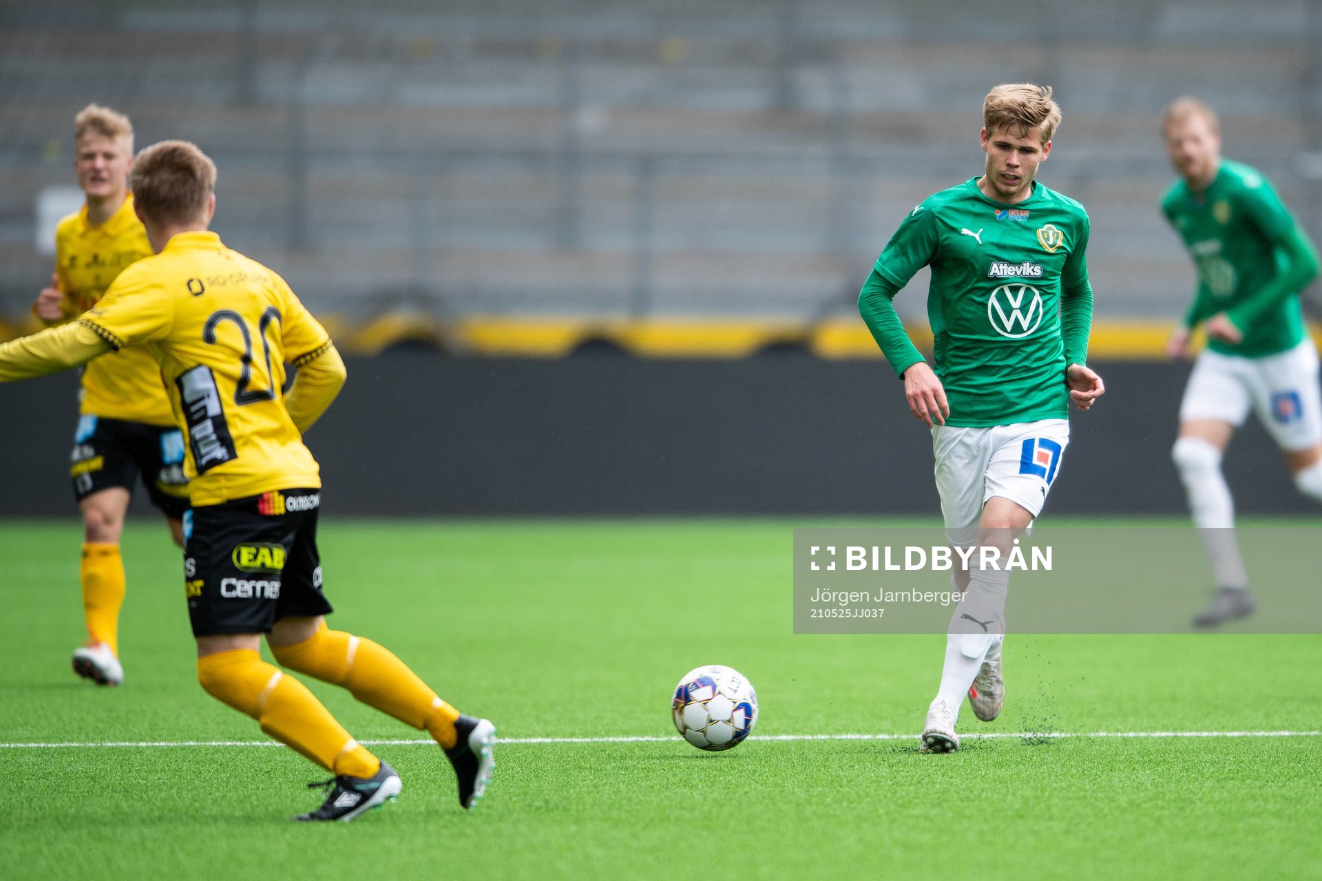 Jönköpings Anton Thorsson under fotbollsmatchen i U21 Allsvenskan mellersta mellan Elfsborg och Jönköping södra den 25 maj 2021 i Borås.