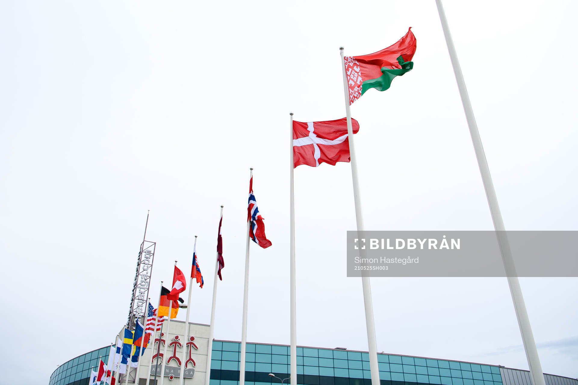The Flag of Belarus outside Arena Riga