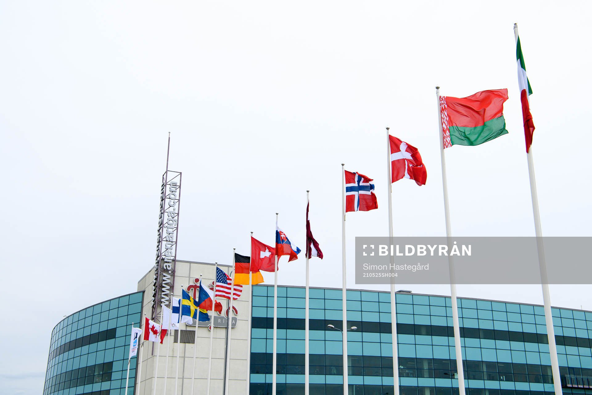 The Flag of Belarus outside Arena Riga