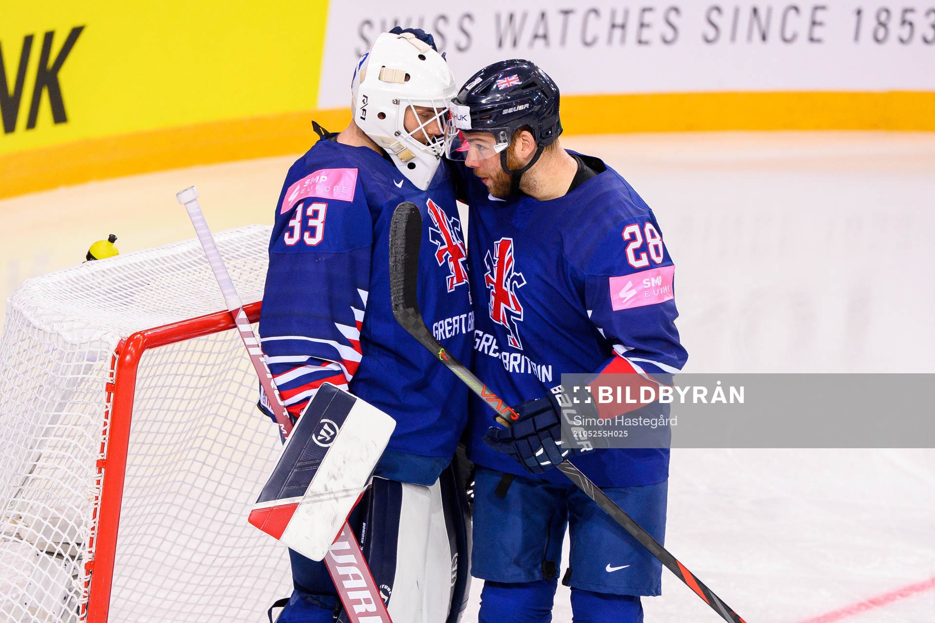 Goalkeeper Ben Bowns and Ben O’Connor of Great Britain
