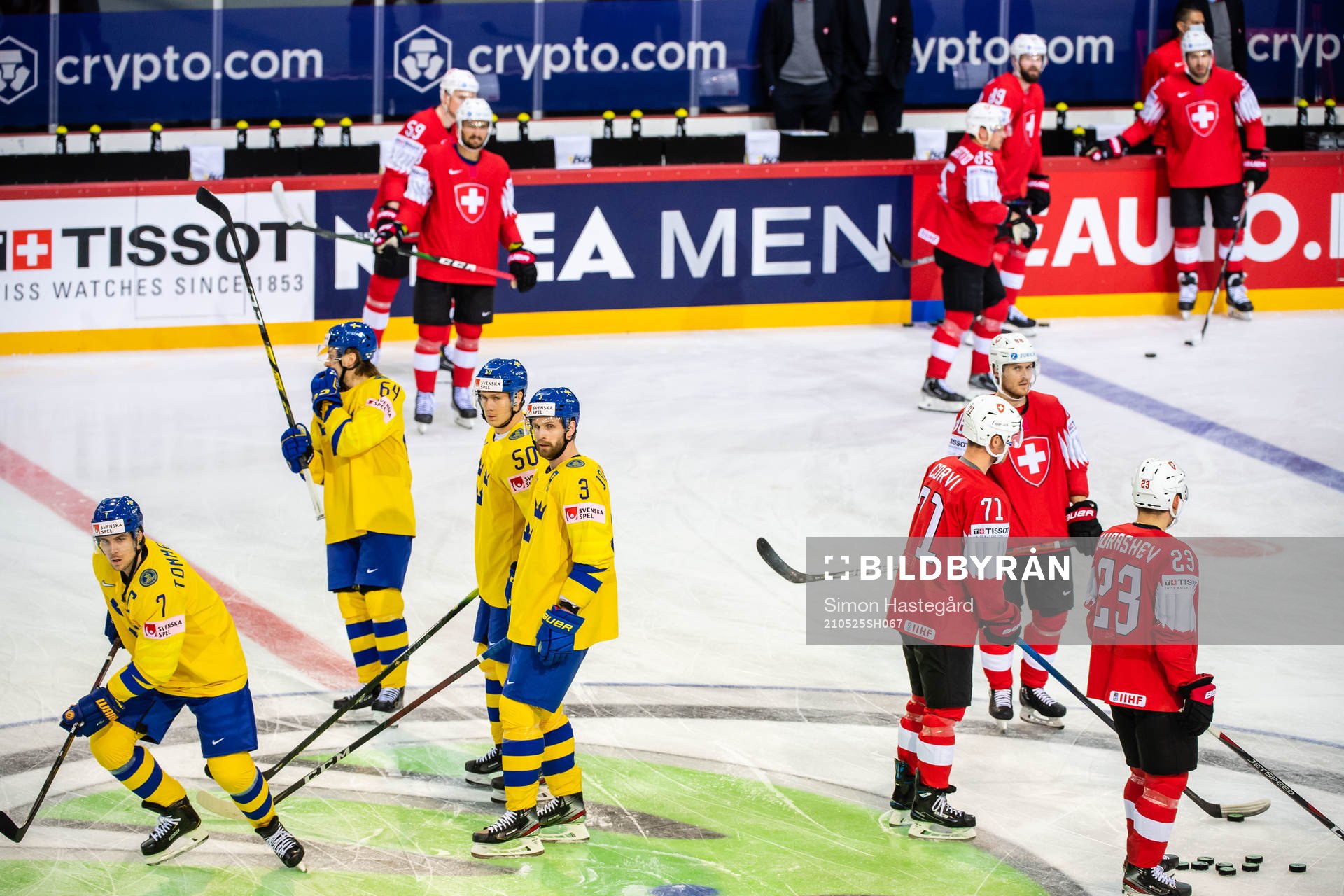 Klas Dahlbeck of Sweden ahead the 2021 IIHF Ice Hockey