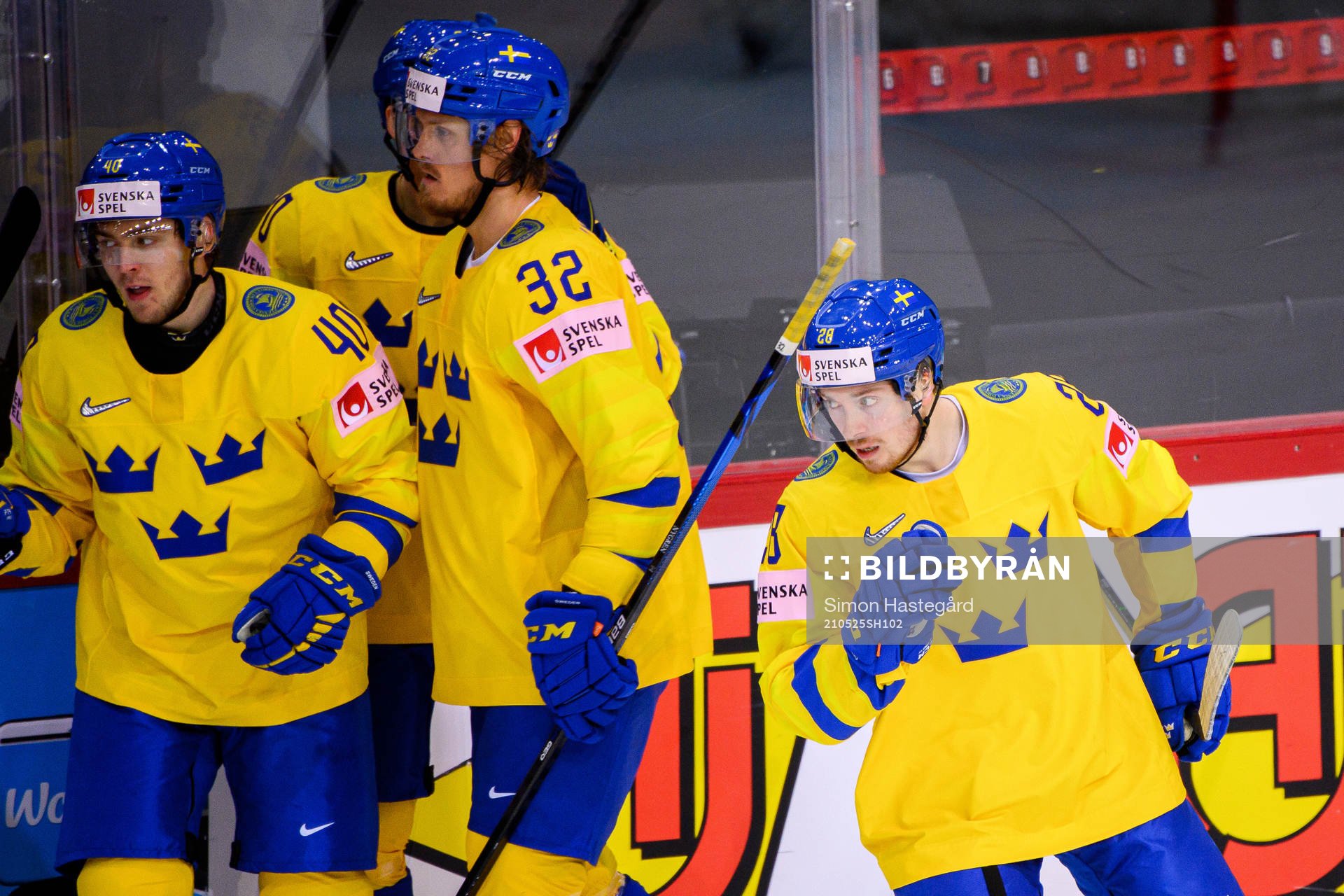 Jesper Frödén of Sweden celebrates the 0-1 goal
