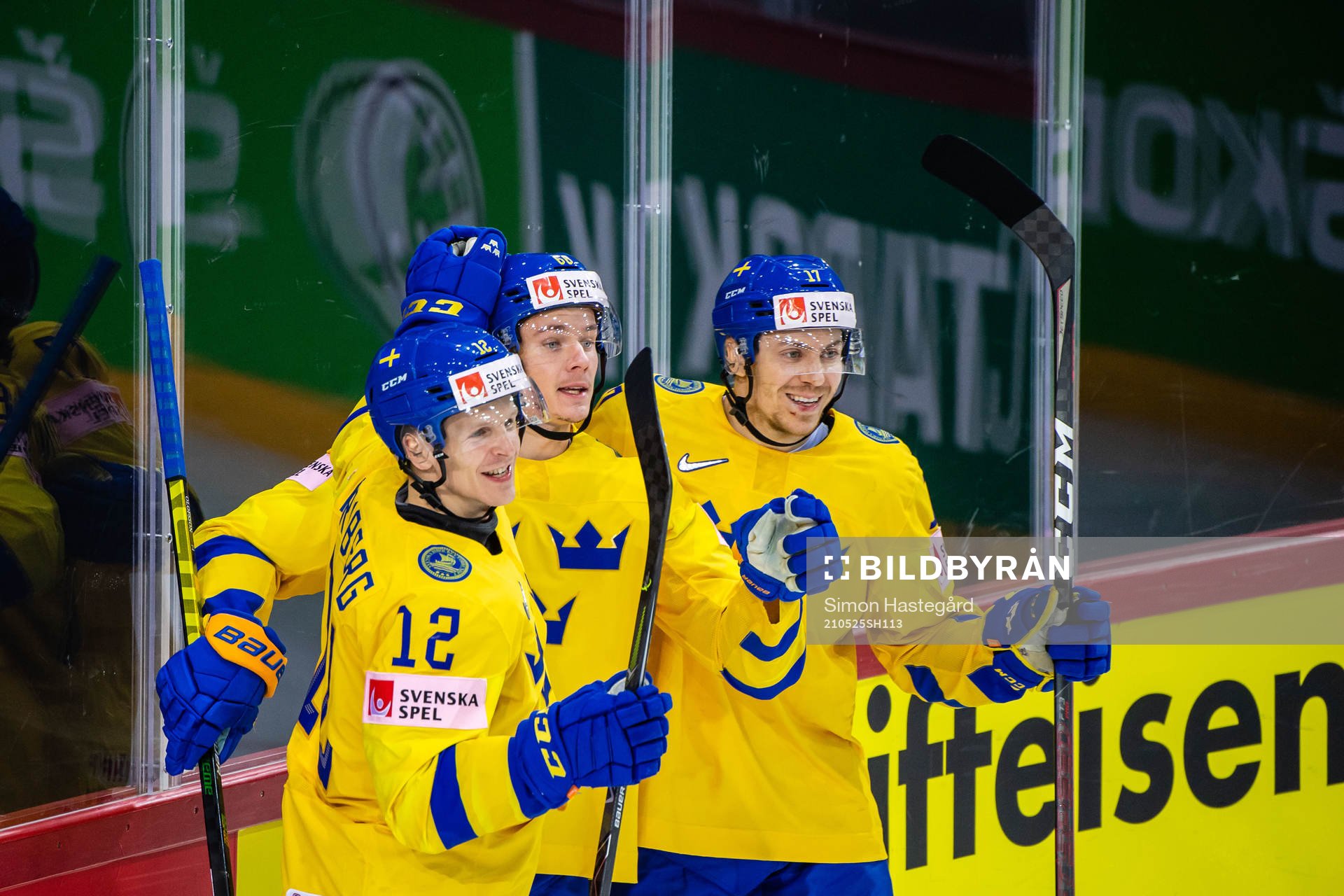Max Friberg, Victor Olofsson and Pär Lindholm of Sweden