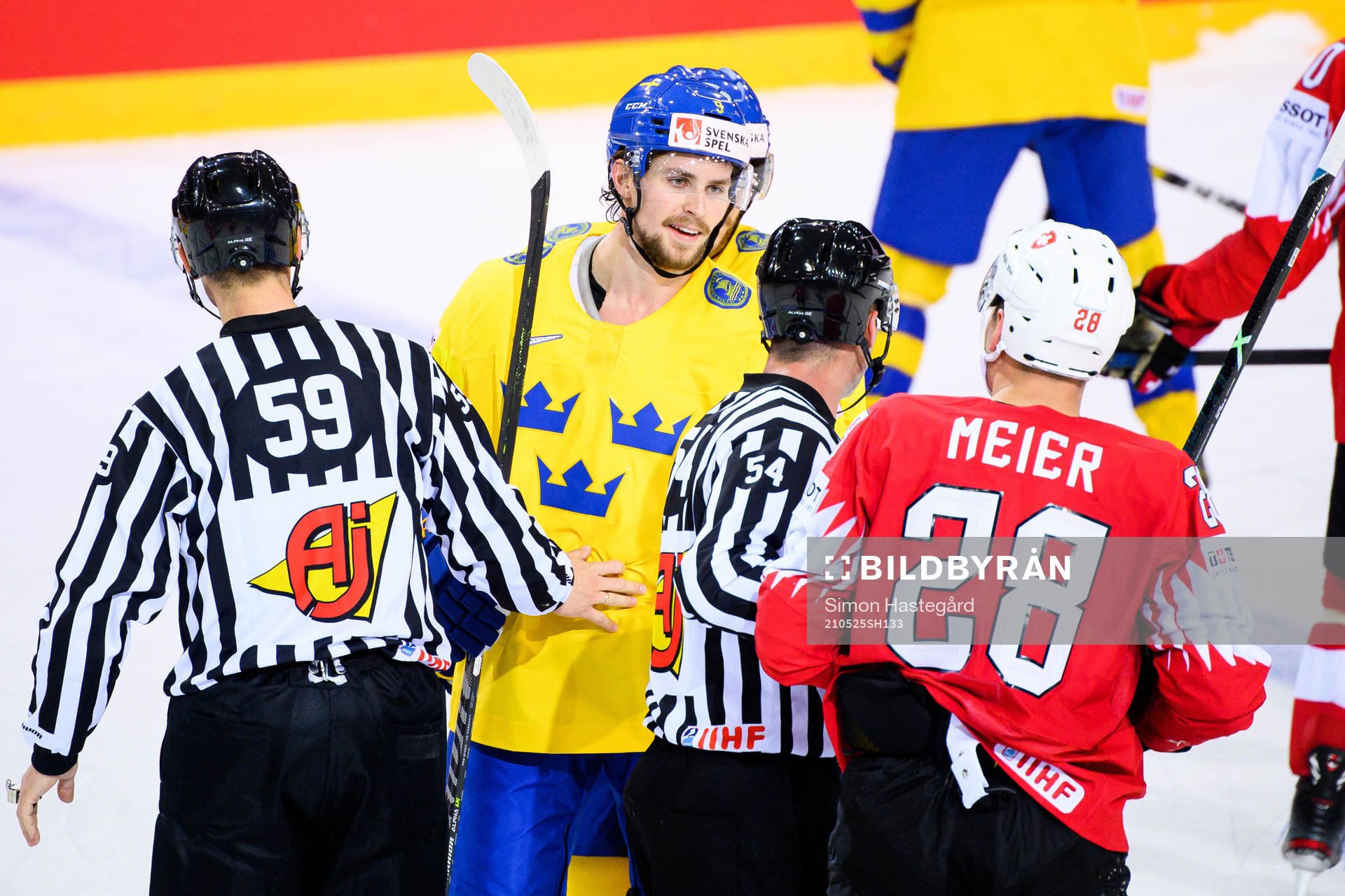 Adrian Kempe of Sweden and Timo Meier of Switzerland