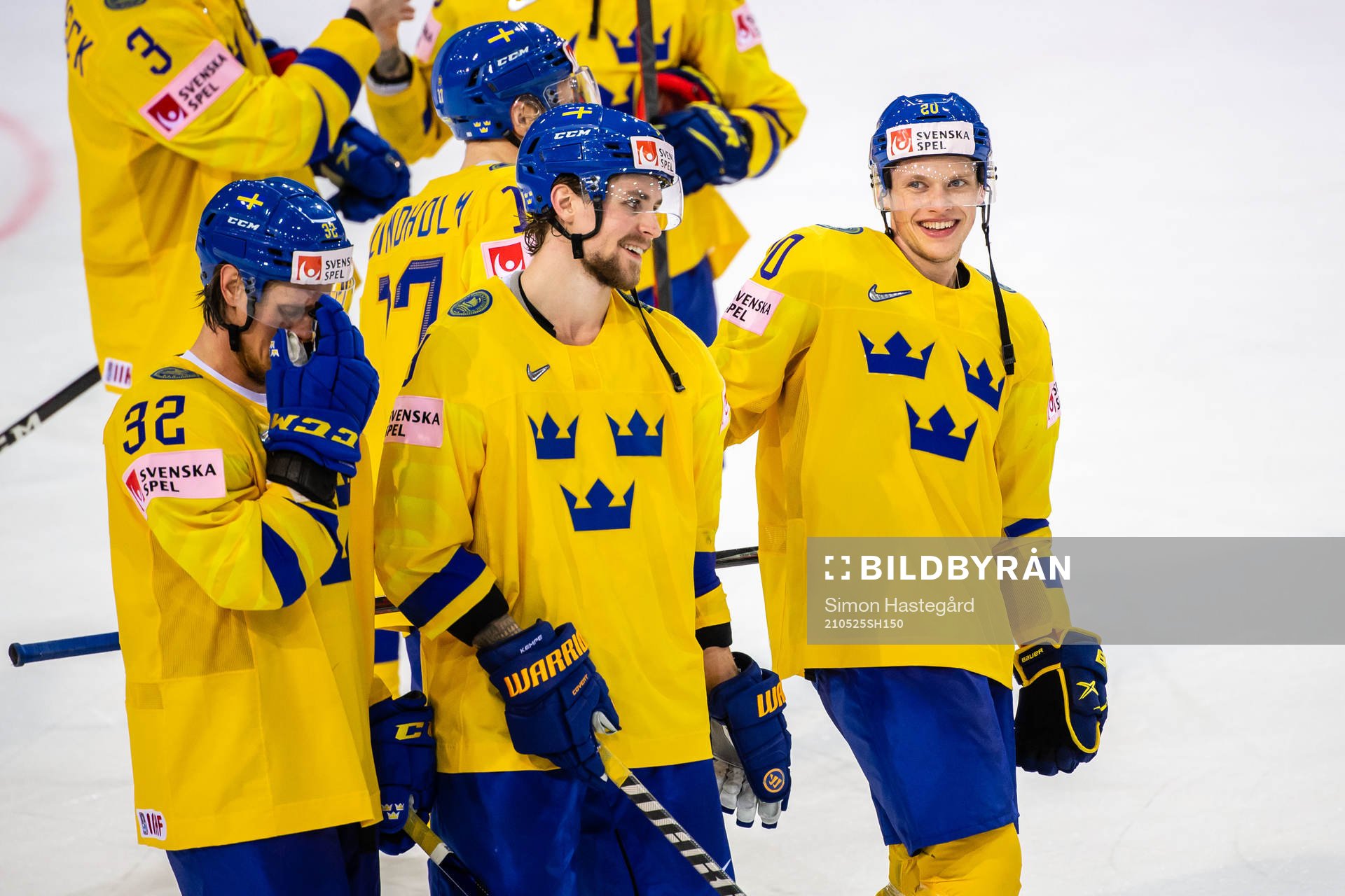 Adrian Kempe and Lawrence Pilut of Sweden celebrates
