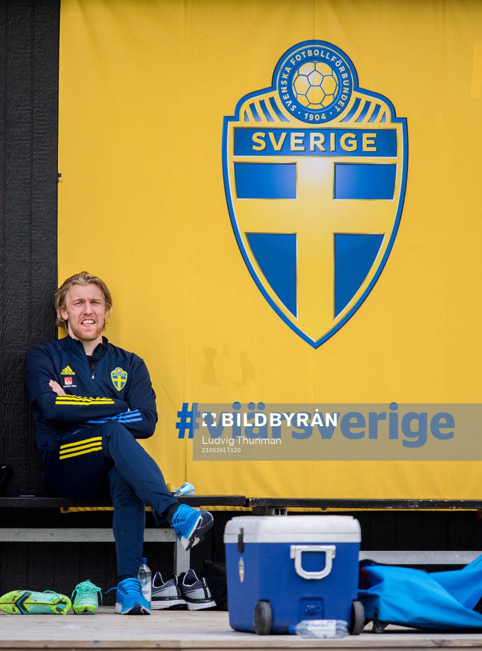Emil Forsberg afrer a training session with the Swedish
