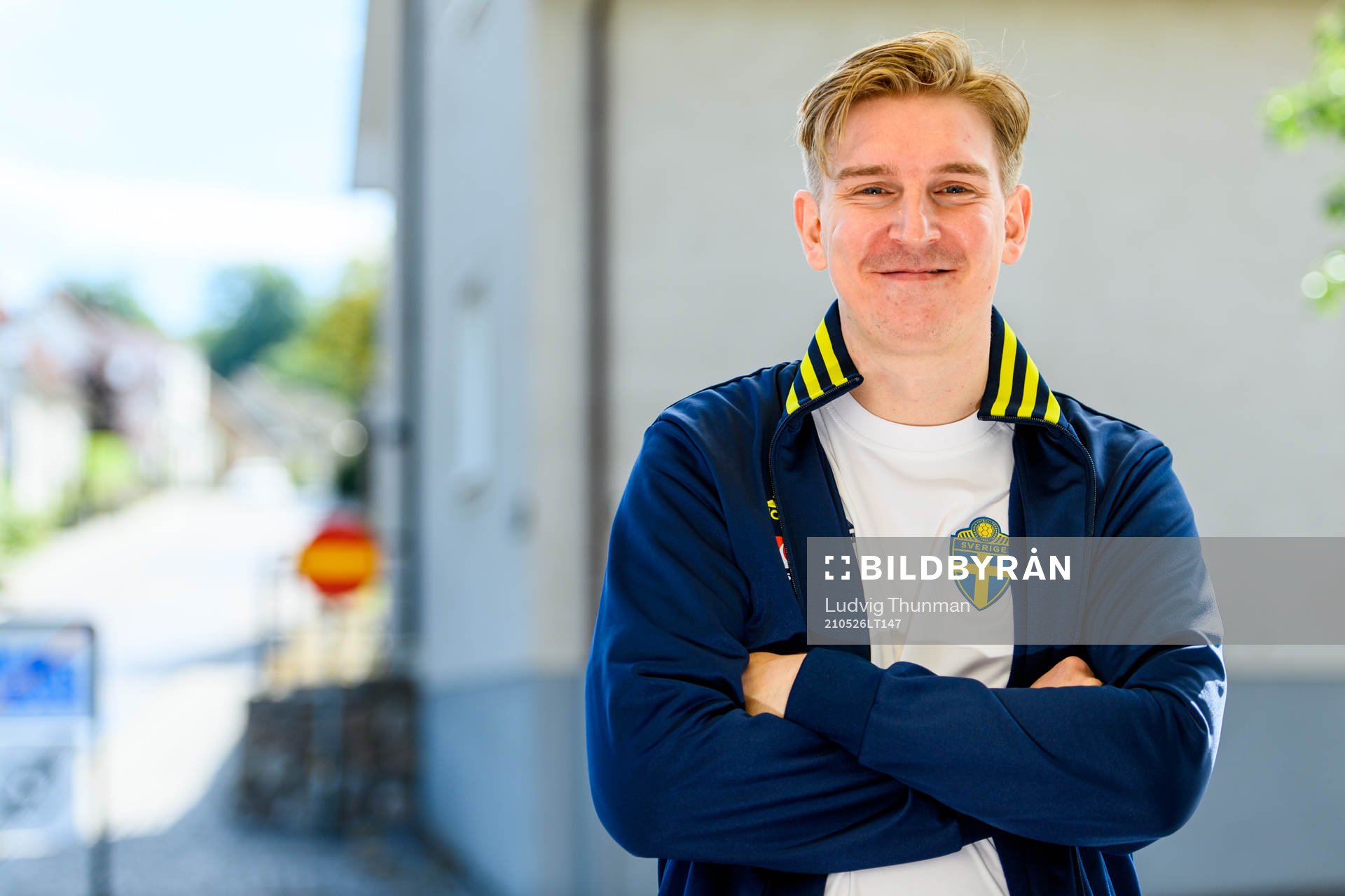 Social media manager Andreas Hård of the Swedish national football team poses for a portrait during a press meeting on May 26, 2021 in Båstad.