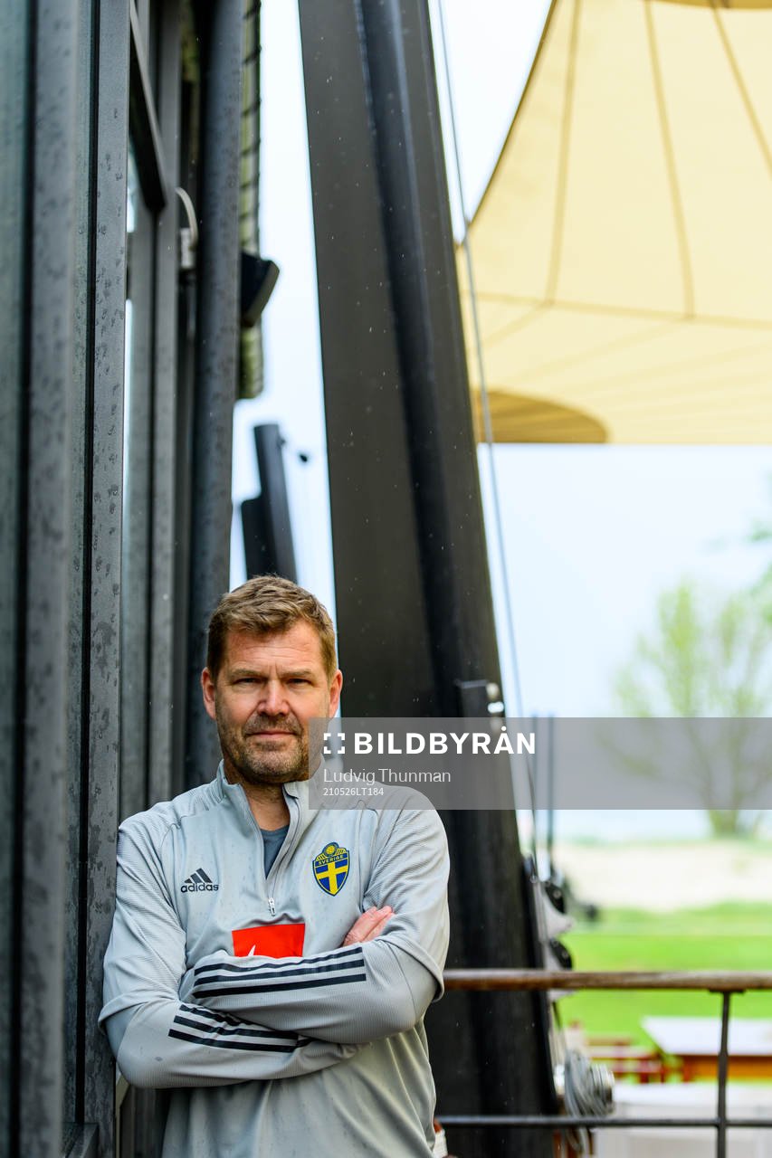 Kit manager Roger Jacobsson of the Swedish national football team poses for a portrait during a press meeting on May 26, 2021 in Båstad.