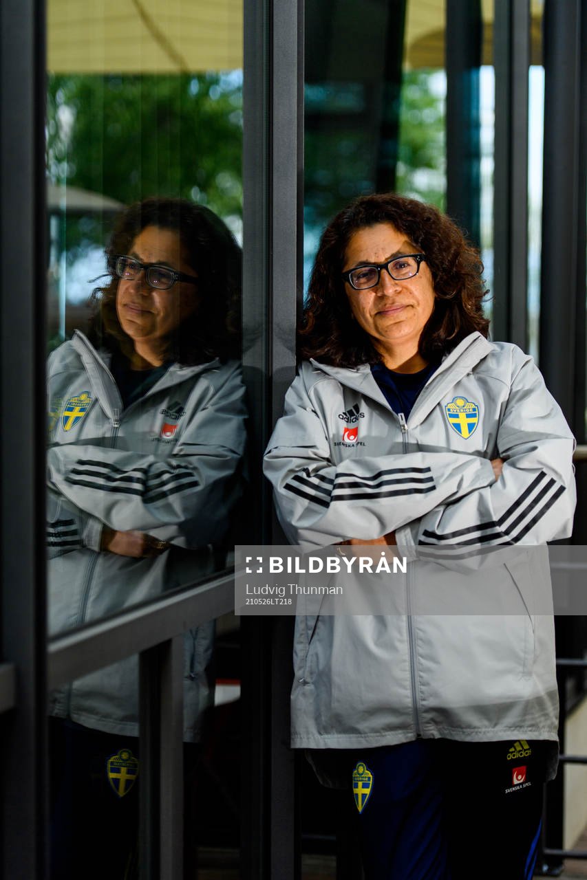 Media manager Ester Kristiansson of the Swedish national football team poses for a portrait during a press meeting on May 26, 2021 in Båstad.