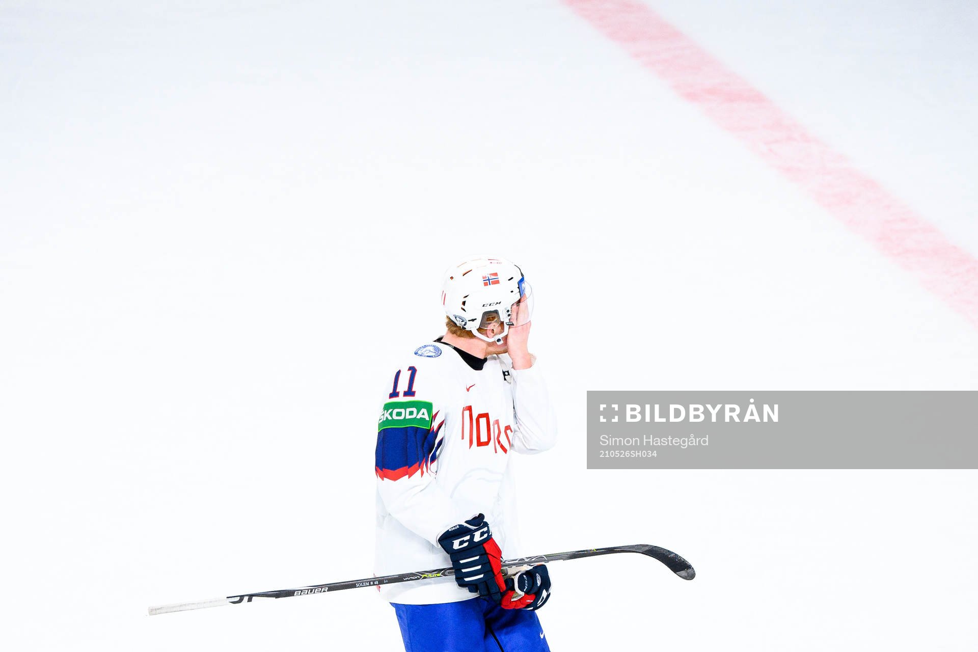 Samuel Solem of Norway looks dejected