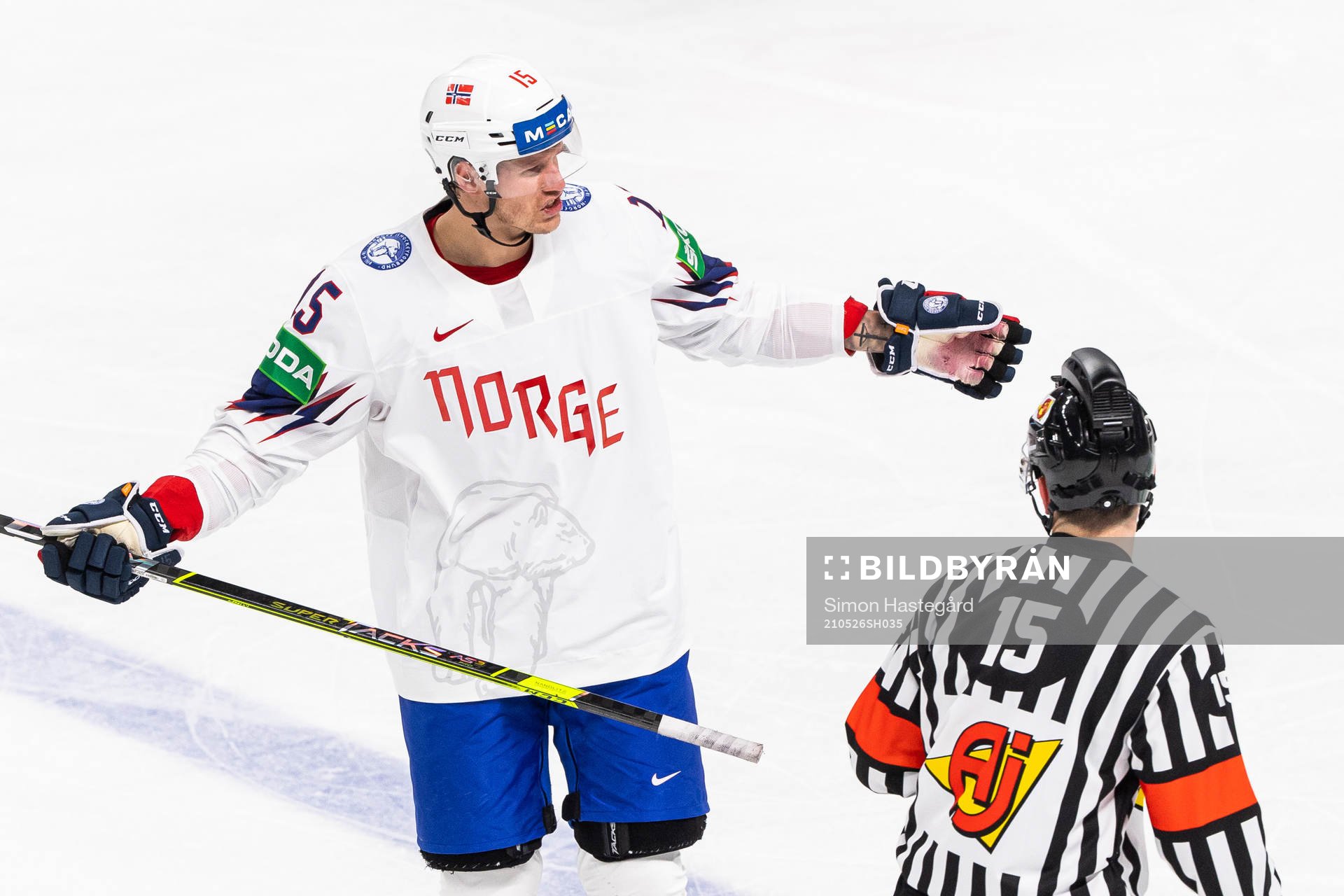 Tommy Kristiansen of Norway reacts against the a referee