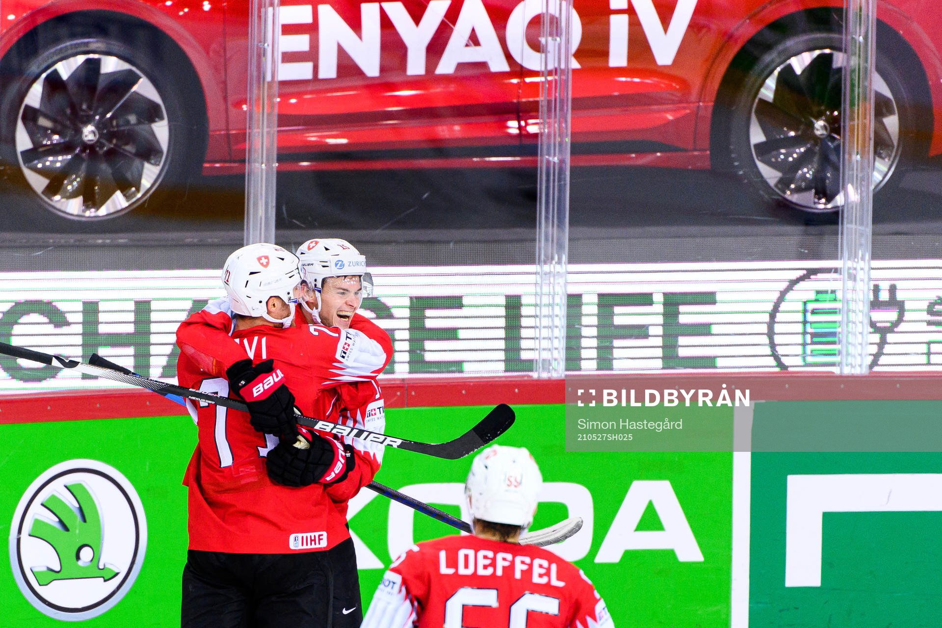 Gregory Hofmann of Switzerland celebrates the 4-0 goal