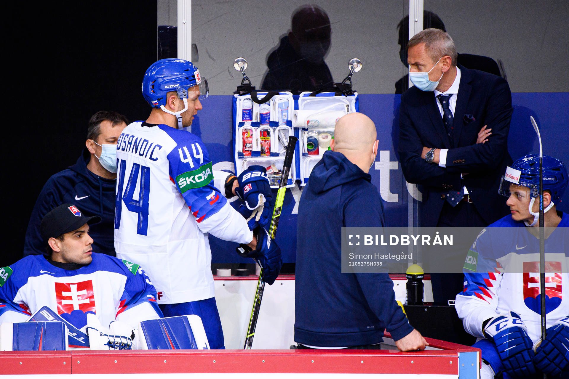 Mislav Rosandic of Slovakia leaves the ice