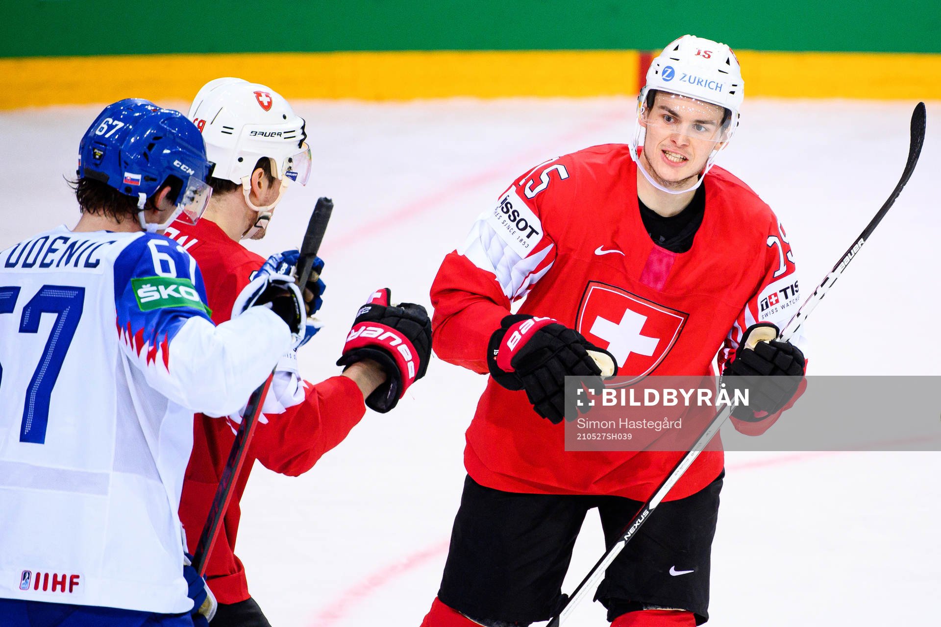 Gregory Hofmann of Switzerland celebrates the 7-1 goal