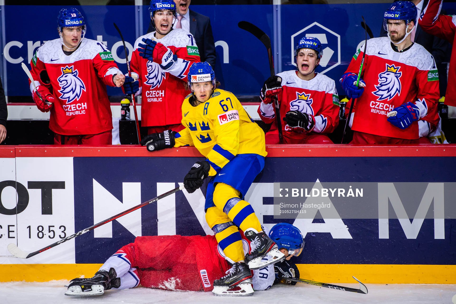 Rickard Rakell of Sweden and David Sklenicka of Czech
