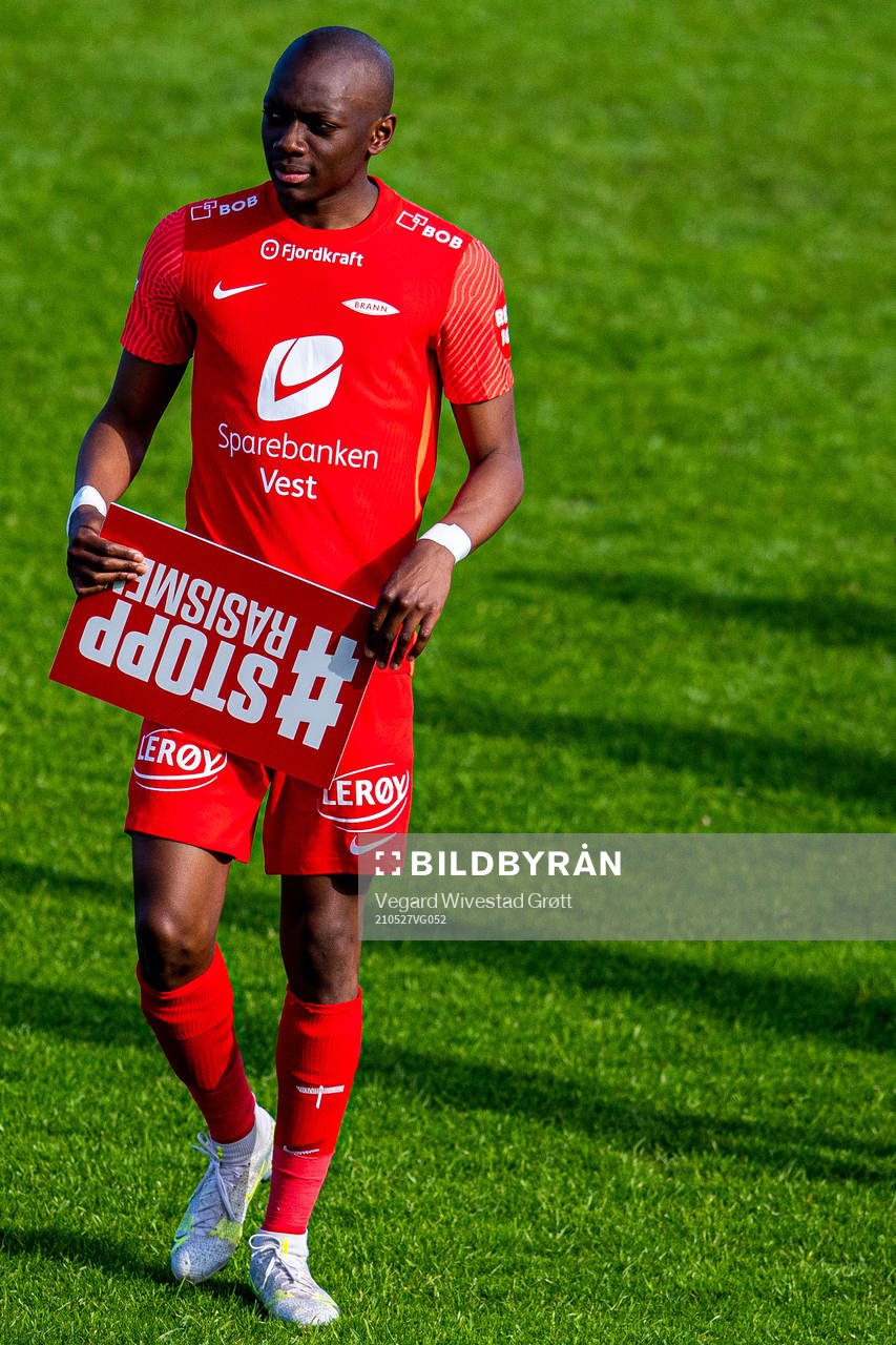 Moonga Aluta Simba of Brann ahead of the Eliteserien football match between Stabæk and Brann on May 27, 2021 in Bekkestua. 