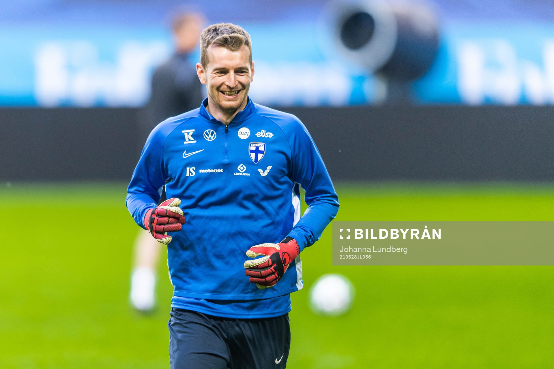 Goalkeeper Lukáš Hrádecký during a practice with the Finnish national football team on May 28, 2021 in Stockholm. 