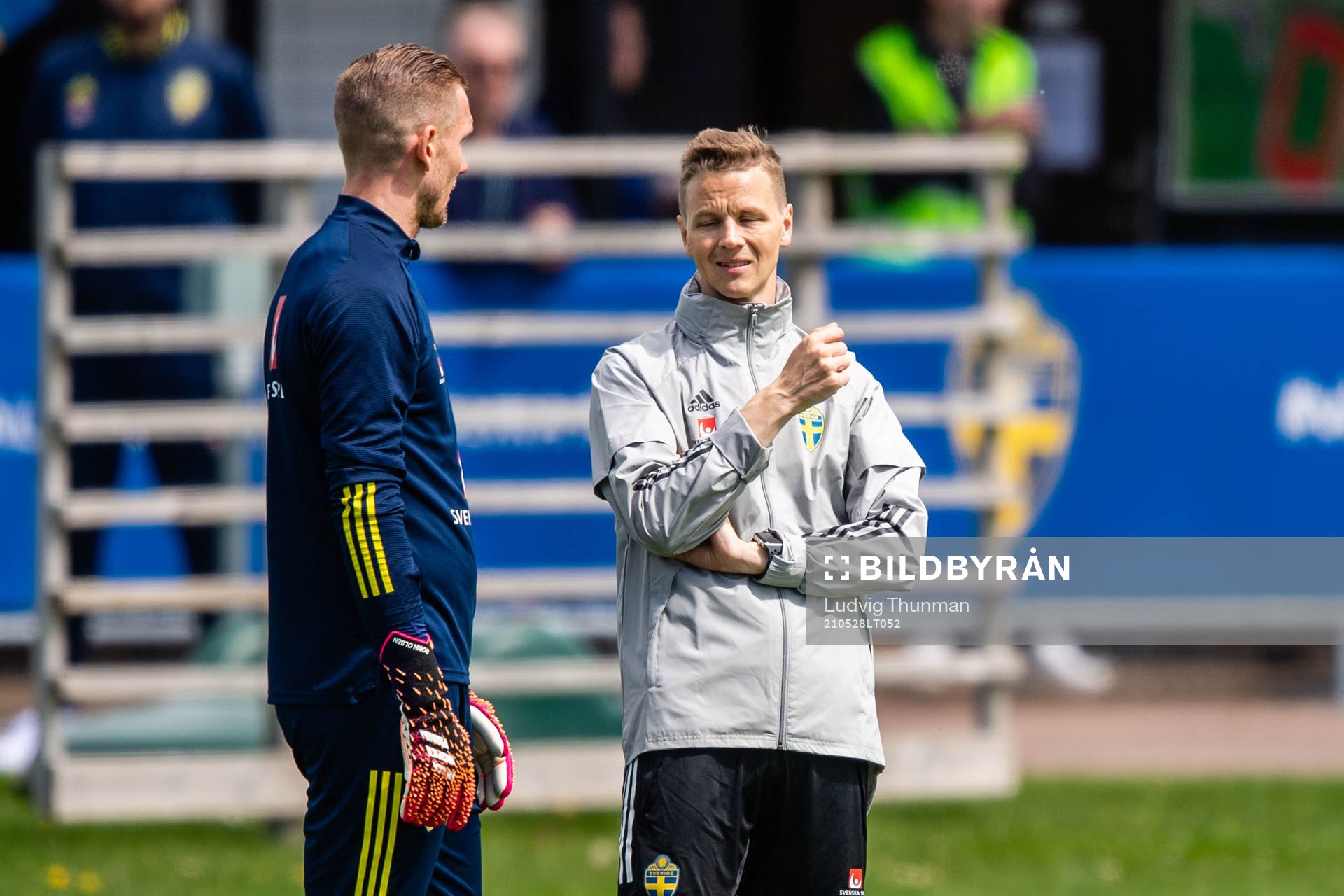 Goalkeeper Robin Olsen and goalkeeper coach Maths Elfvendal