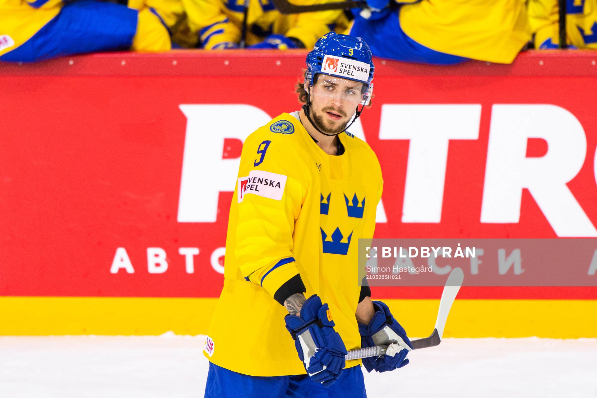 Adrian Kempe of Sweden awaits a video review