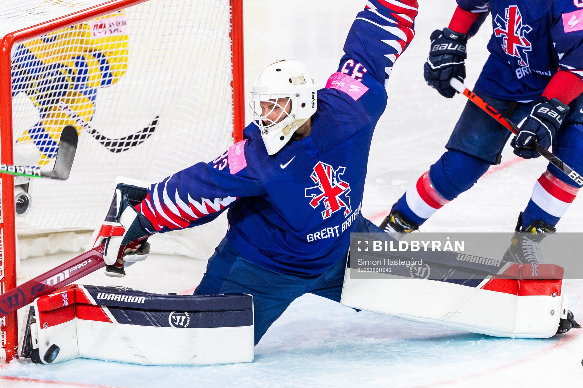 Goalkeeper Ben Bowns of Great Britain with a save