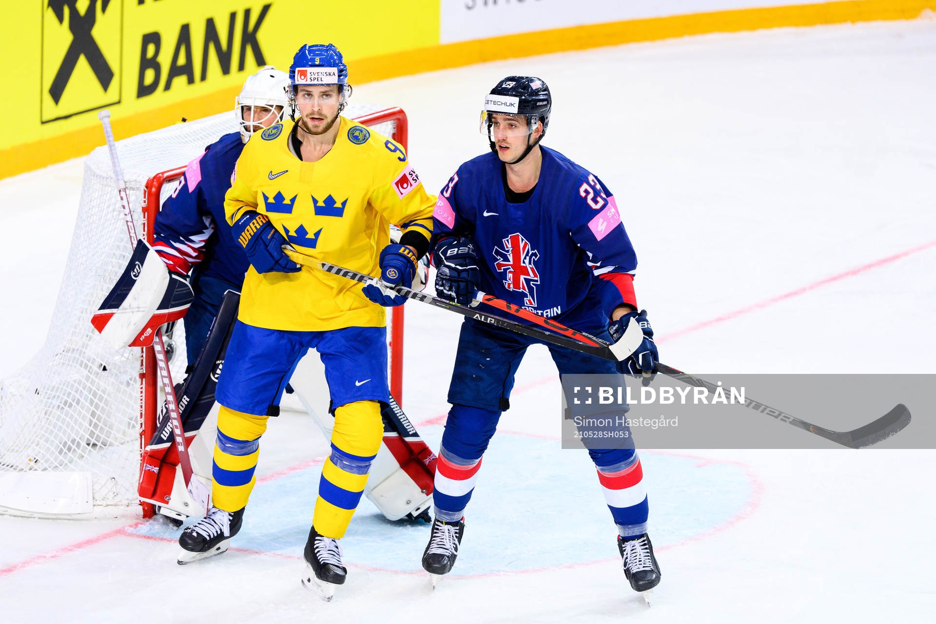 Adrian Kempe of Sweden against goalkeeper Ben Bowns and