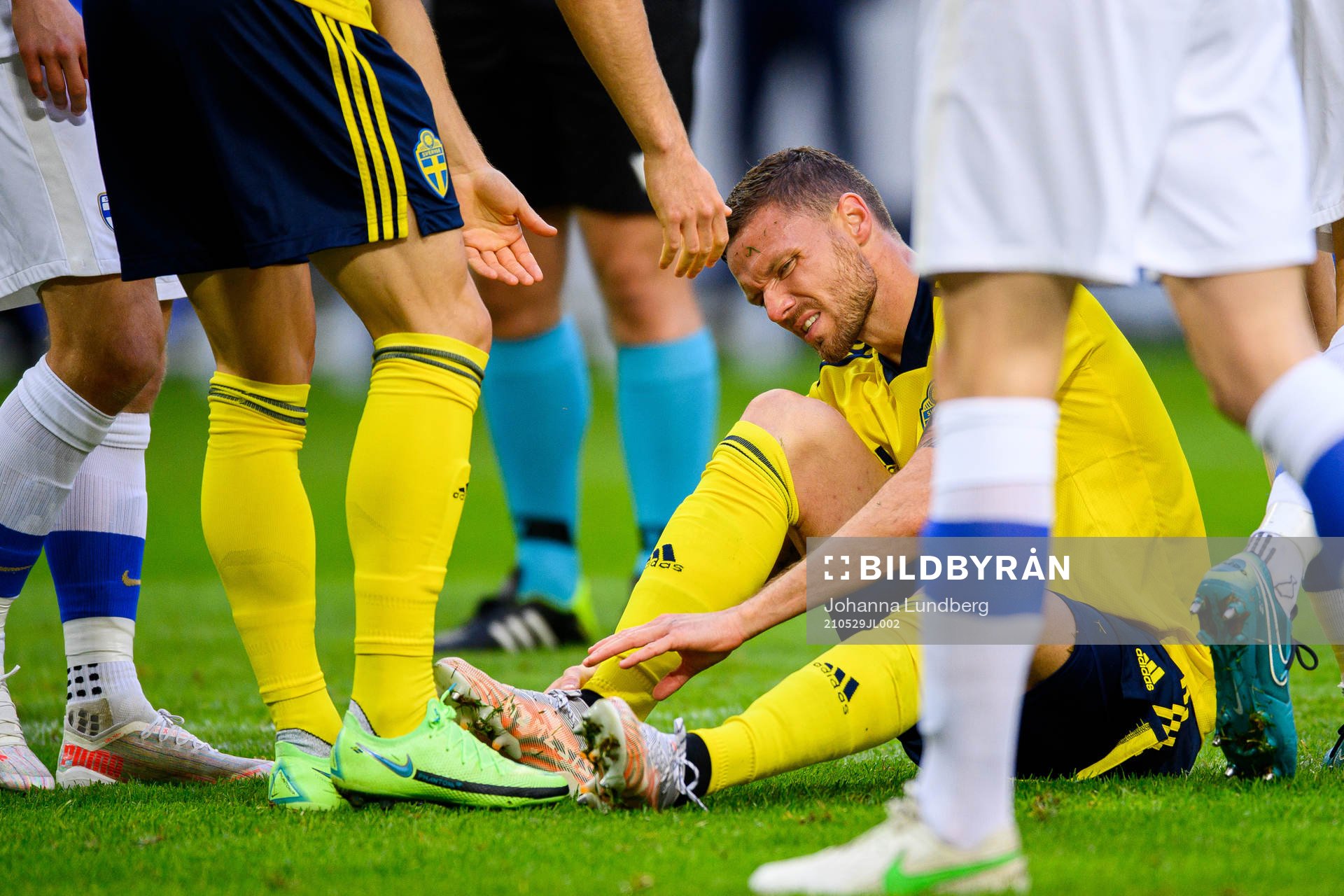 Marcus Berg of Sweden in pain